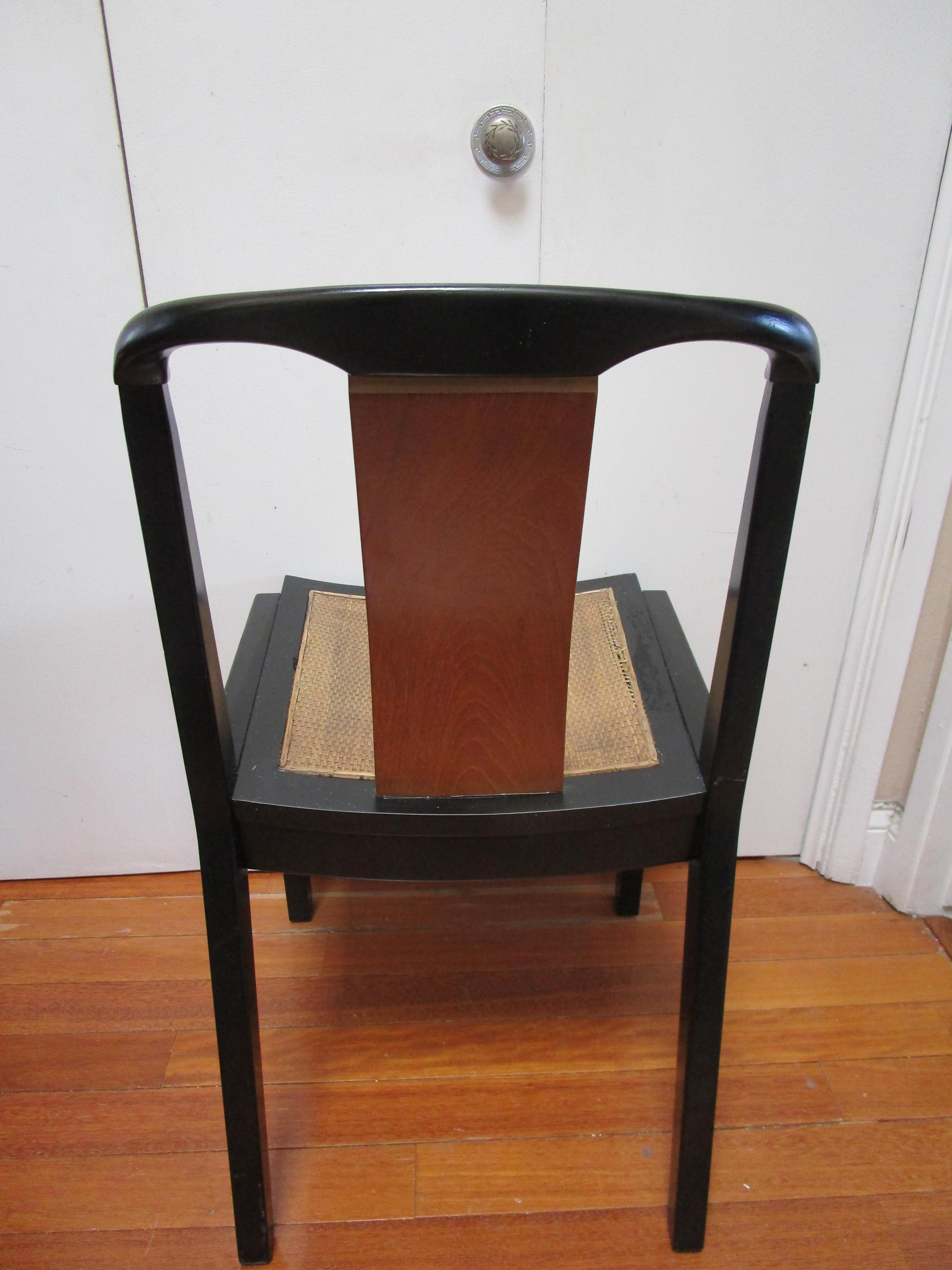 American Baker Far East Collection Vintage Chair Ebonized Wood in Style of Michael Taylor For Sale