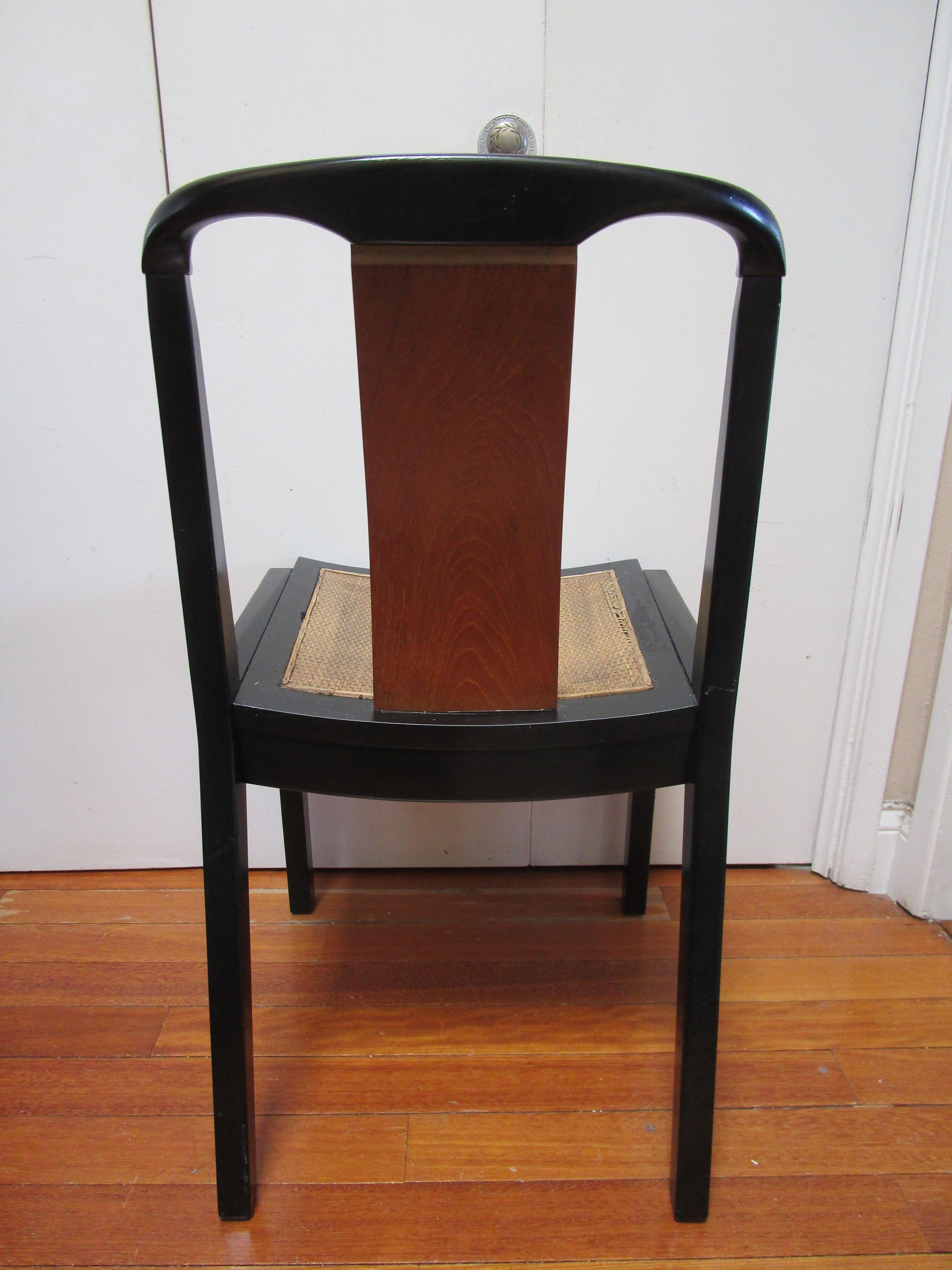 Baker Far East Collection Vintage Chair Ebonized Wood in Style of Michael Taylor For Sale 1