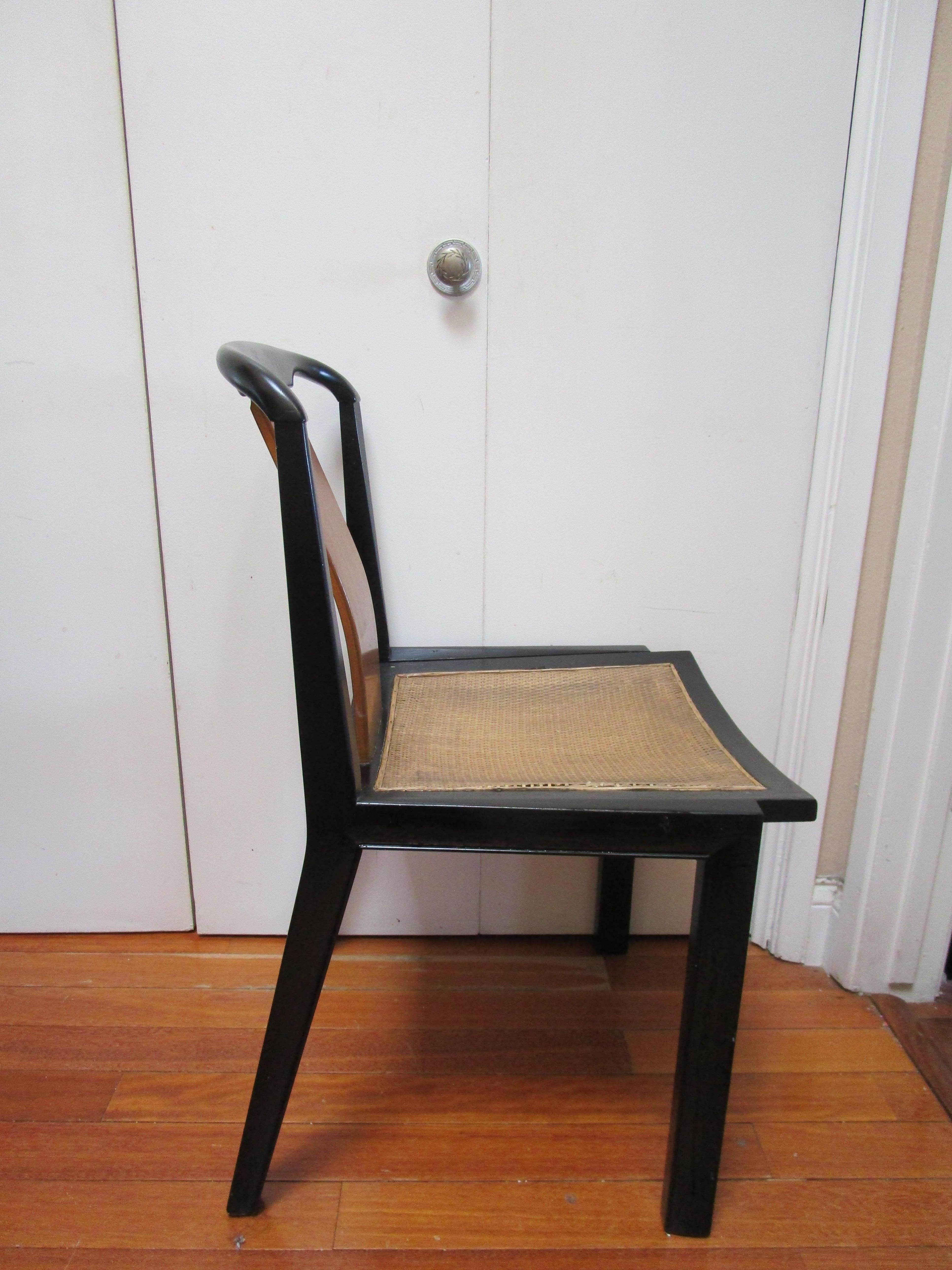 Baker Far East Collection Vintage Chair Ebonized Wood in Style of Michael Taylor For Sale 2