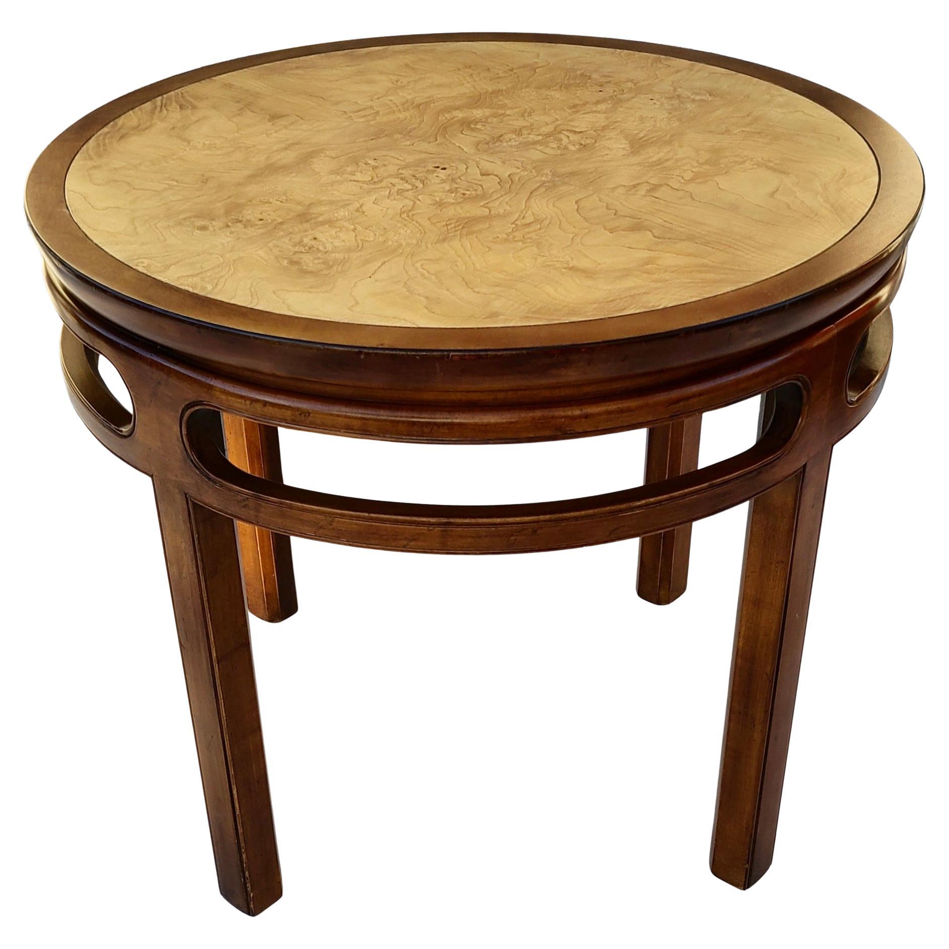 Noyer Table de lampe Baker Far East Olivewood Burl (bois d'olivier) Michael Taylor en vente