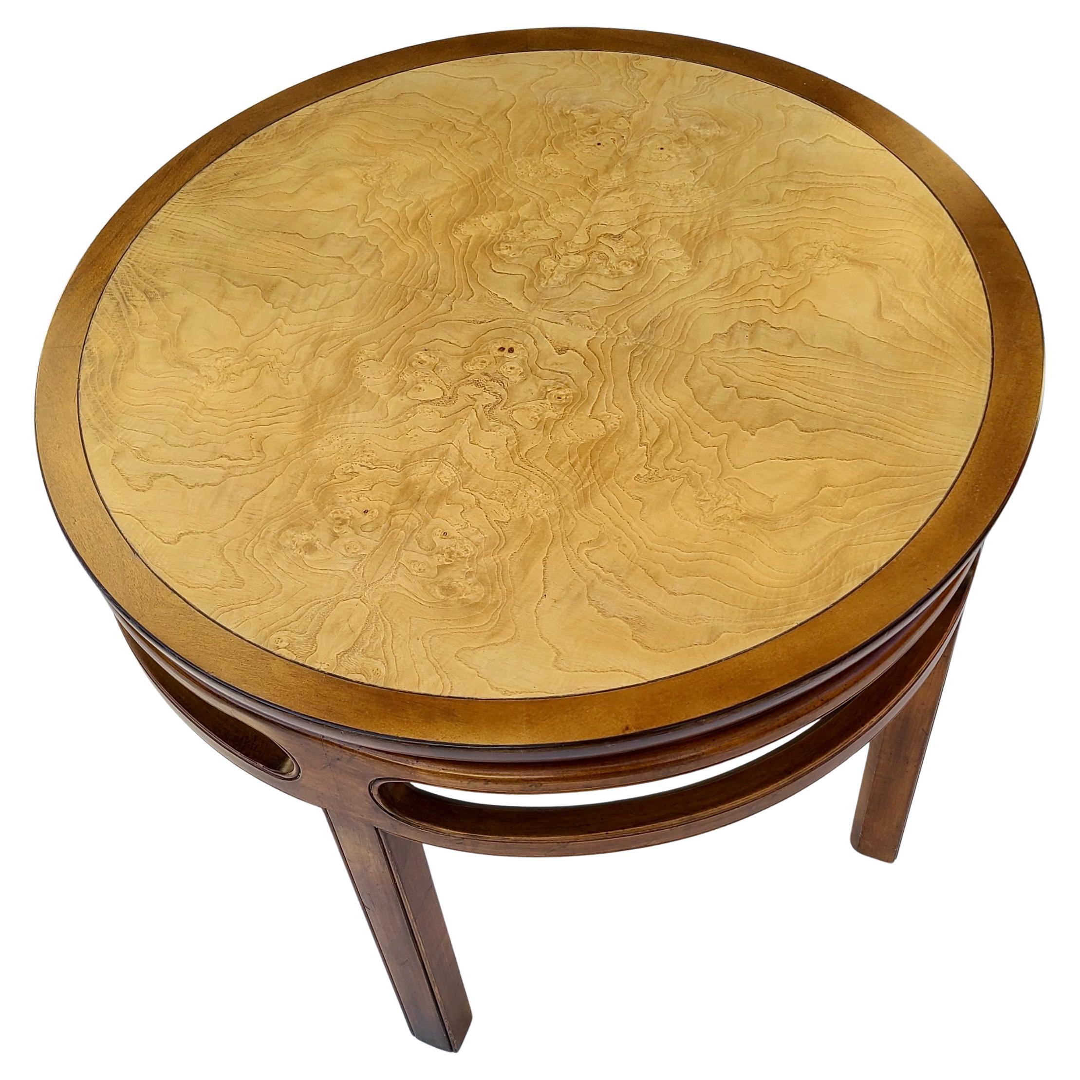 Table de lampe Baker Far East Olivewood Burl (bois d'olivier) Michael Taylor en vente 1