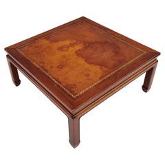 Baker Far East Leather Top Coffee Table Cool Patina