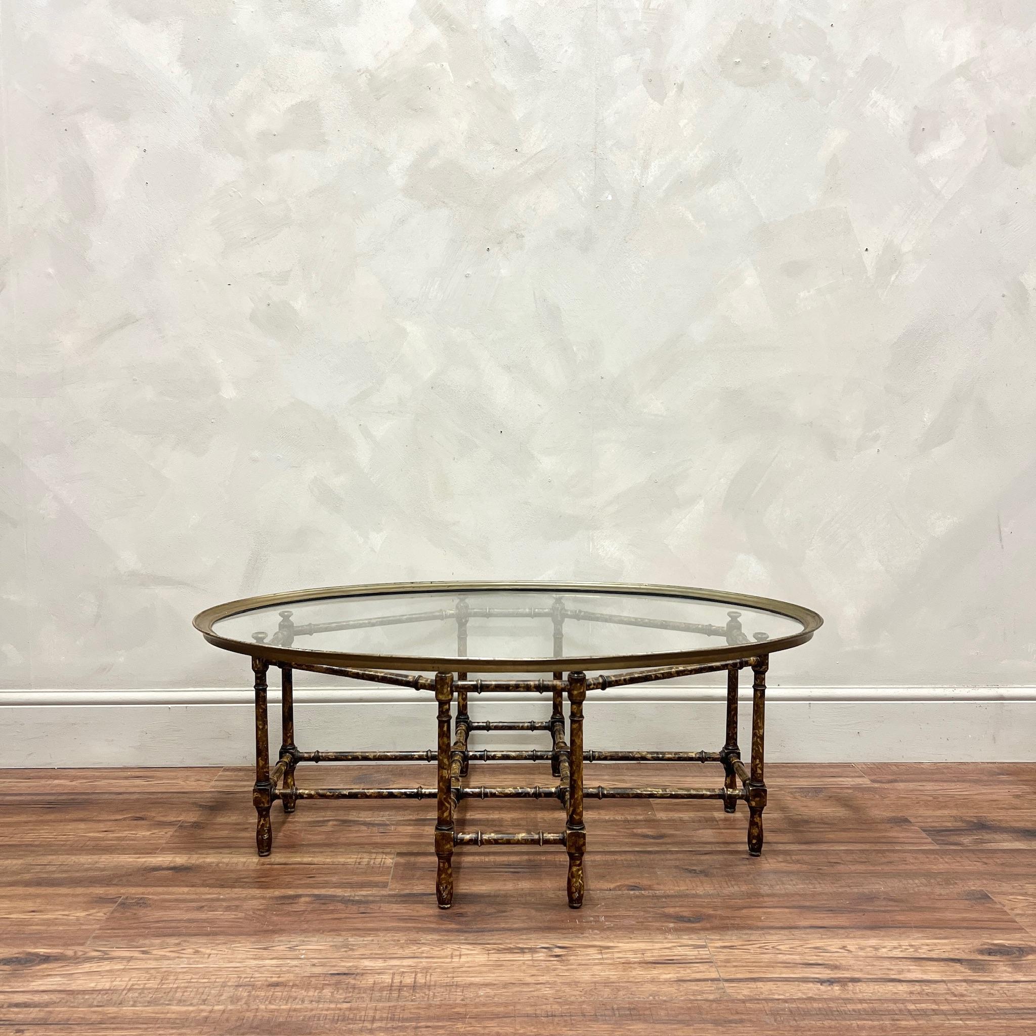 Central American Baker Faux Bamboo and Glass Coffee Table