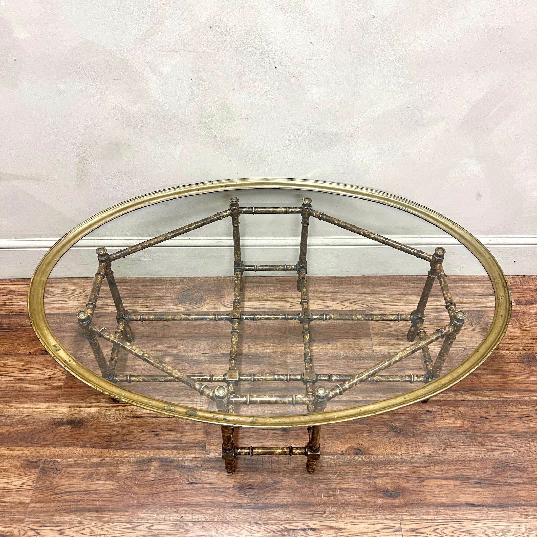 Baker Faux Bamboo and Glass Coffee Table 1