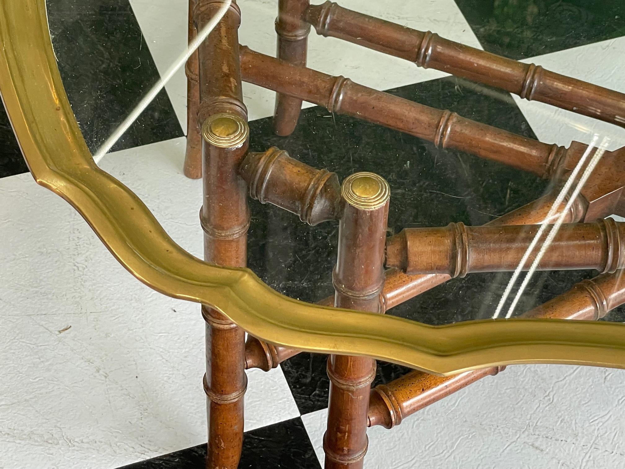 Baker Faux Bamboo Brass Frame Glass Top Coffee Table 1