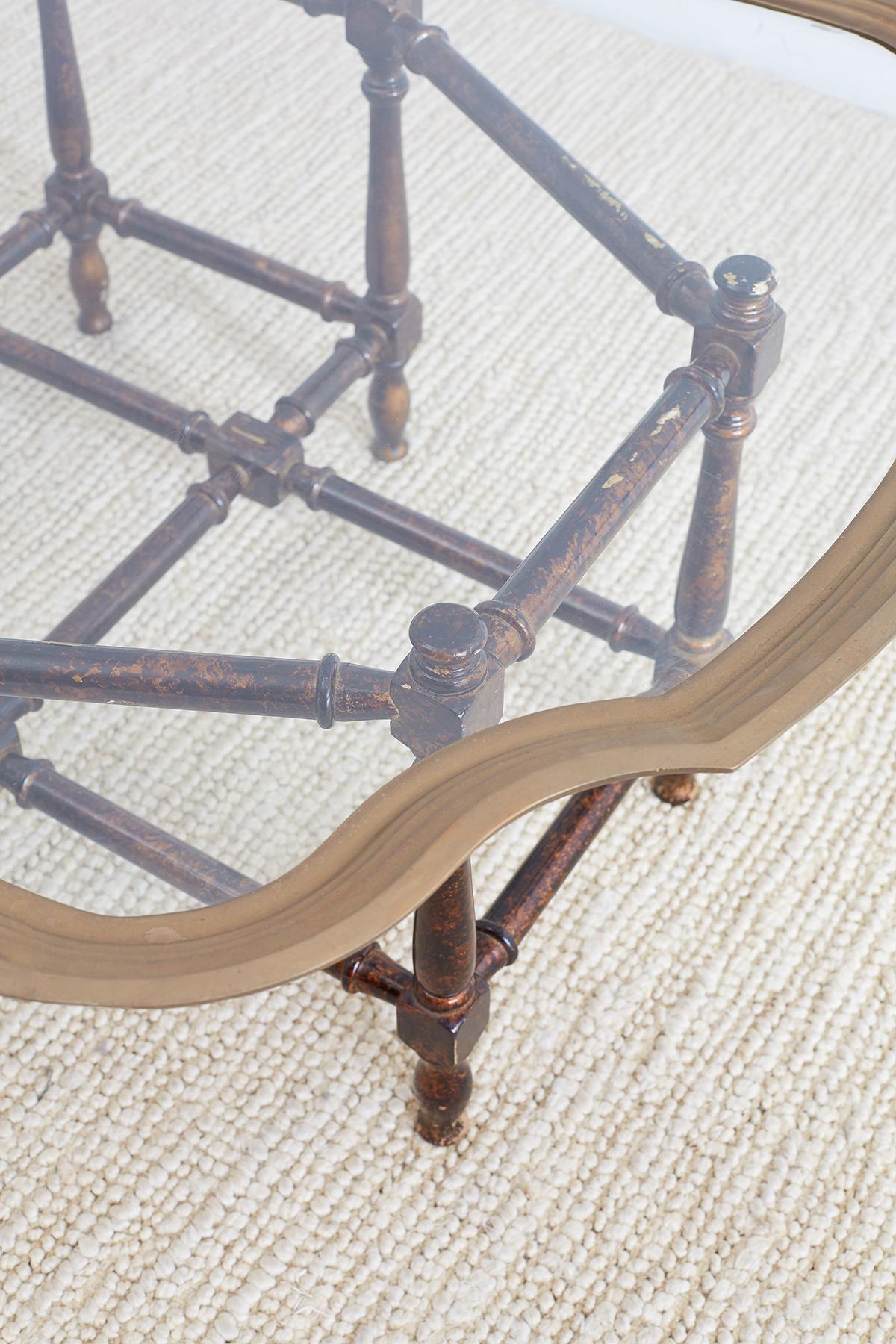 Baker Faux-Bamboo Brass Tray Coffee Table 1