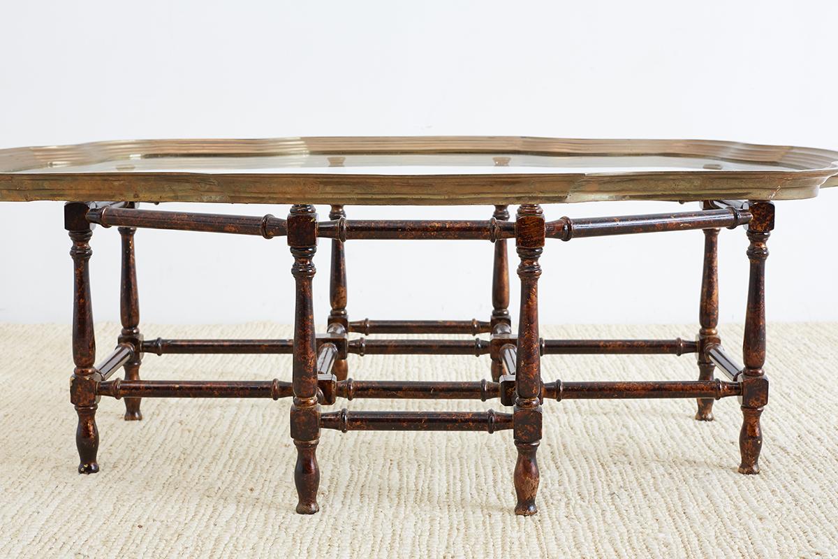 Baker Faux-Bamboo Brass Tray Coffee Table 5