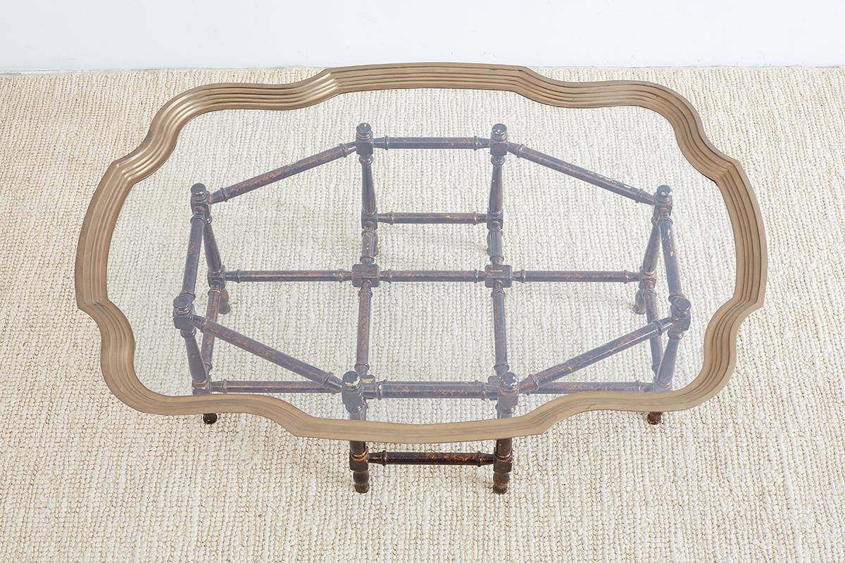 Baker Faux-Bamboo Brass Tray Coffee Table 6