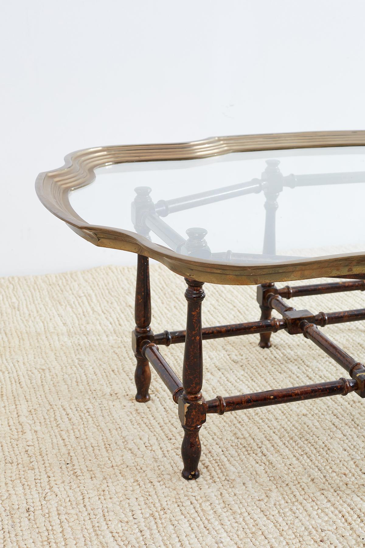 American Baker Faux-Bamboo Brass Tray Coffee Table