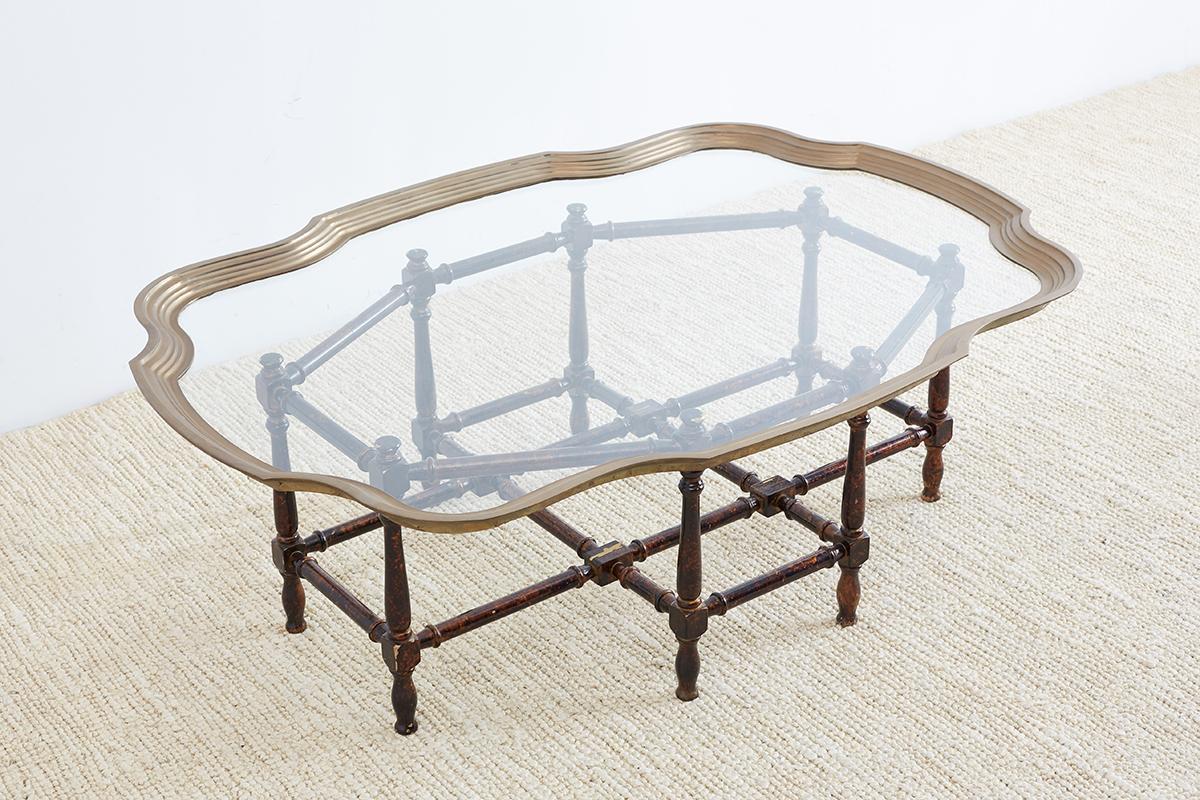 Faux Bamboo Baker Faux-Bamboo Brass Tray Coffee Table