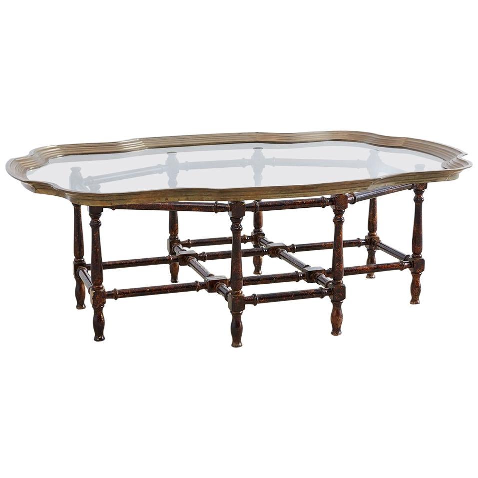 Baker Faux-Bamboo Brass Tray Coffee Table