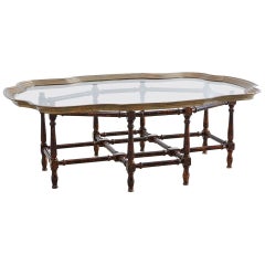 Baker Faux-Bamboo Brass Tray Coffee Table