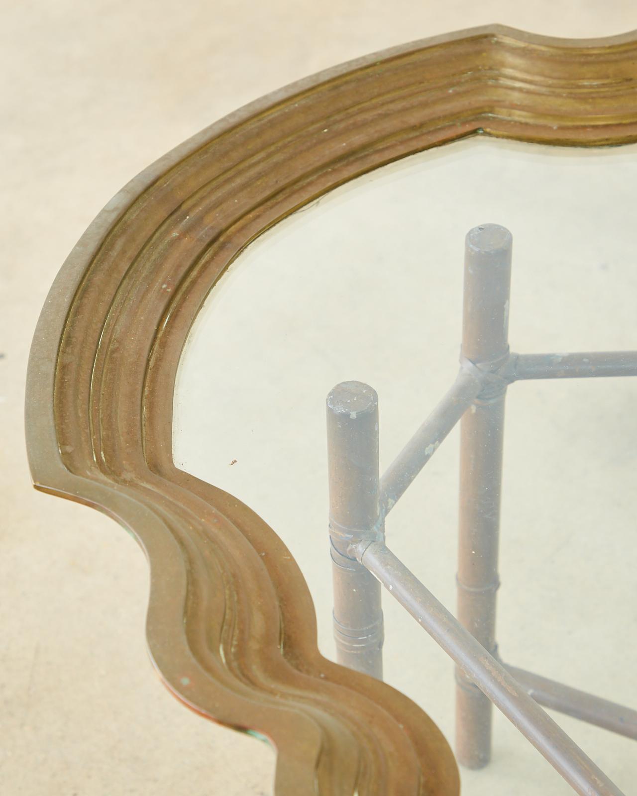 Baker Faux Bamboo Brass Tray Top Cocktail Table 3