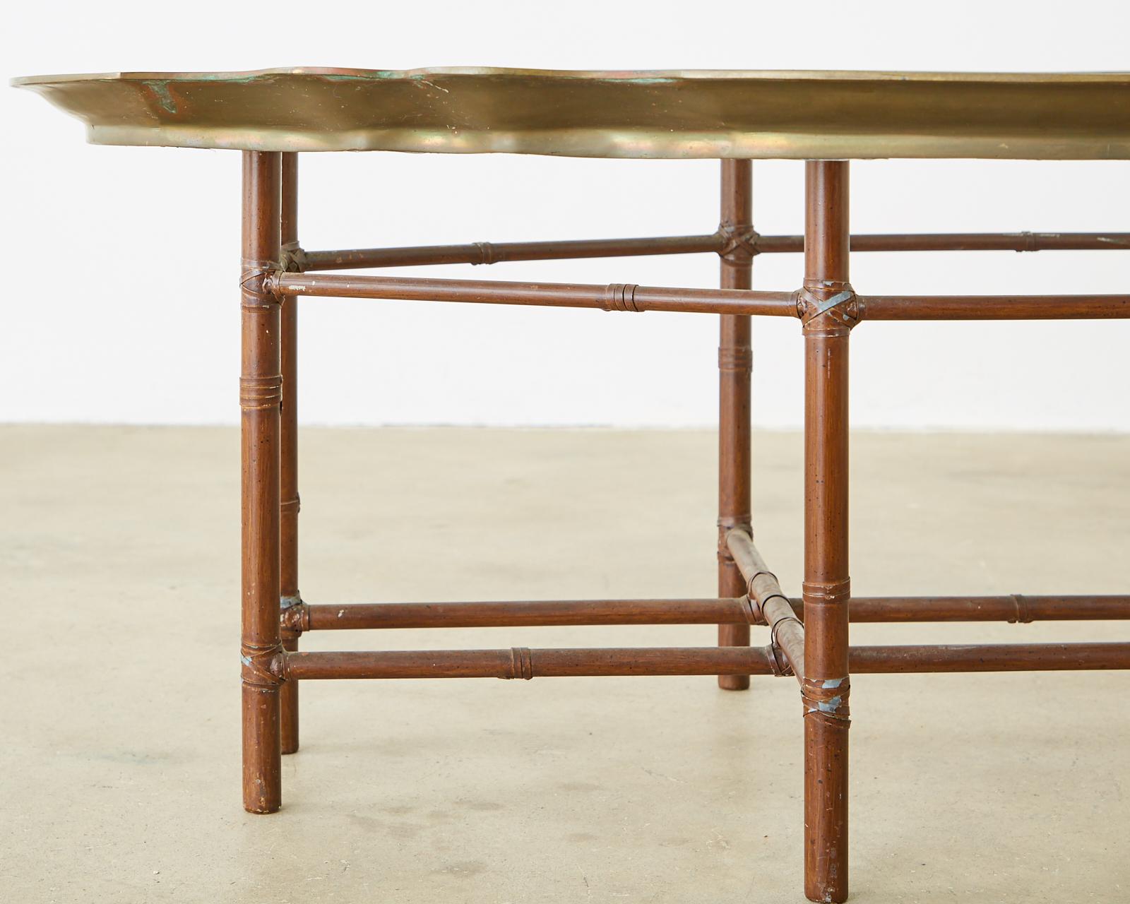 Baker Faux Bamboo Brass Tray Top Cocktail Table 4