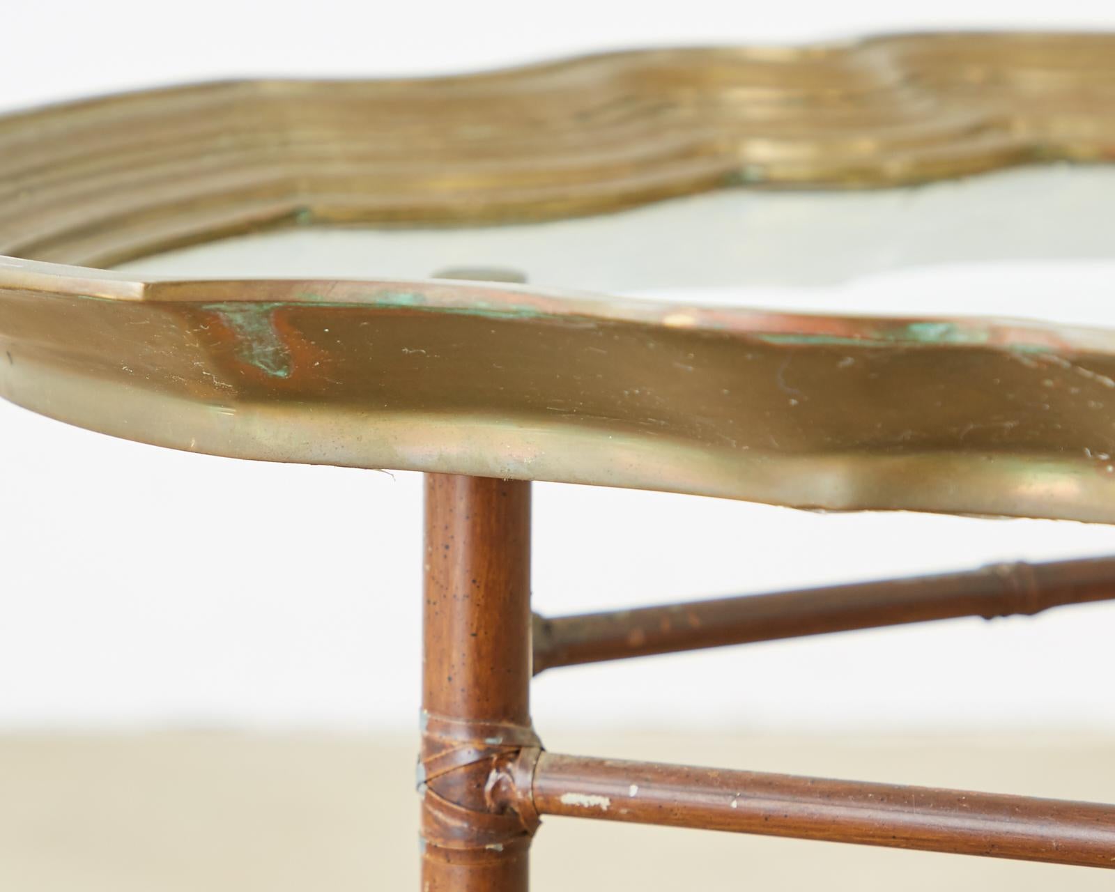 Baker Faux Bamboo Brass Tray Top Cocktail Table 5
