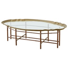 Vintage Baker Faux Bamboo Brass Tray Top Cocktail Table