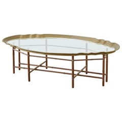 Baker Faux Bamboo Brass Tray Top Cocktail Tisch