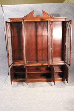 Baker Federal Sheraton Style Shallow Depth China Cabinet Breakfront Bookcase