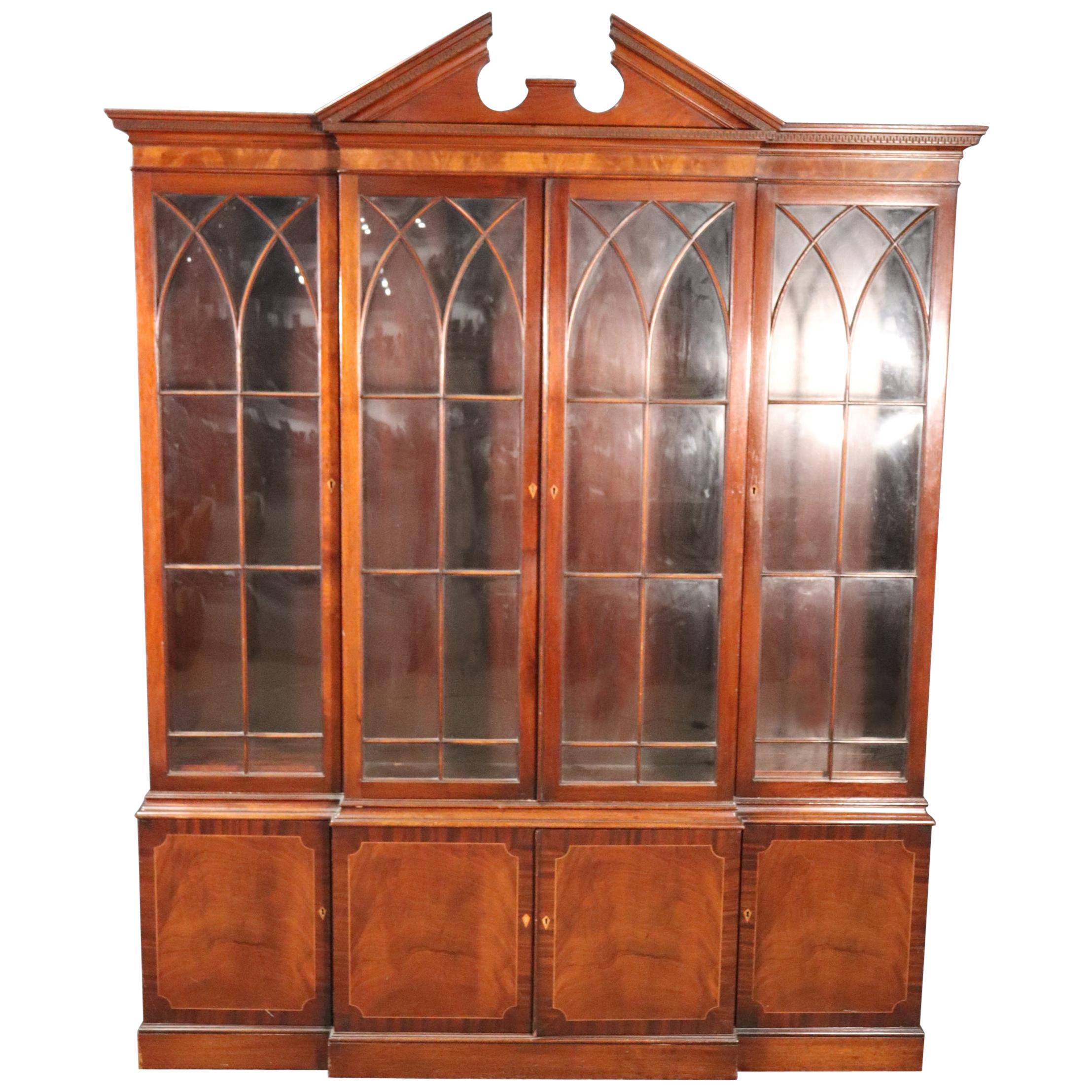 Baker Federal Sheraton Style Shallow Depth China Cabinet Breakfront Bookcase