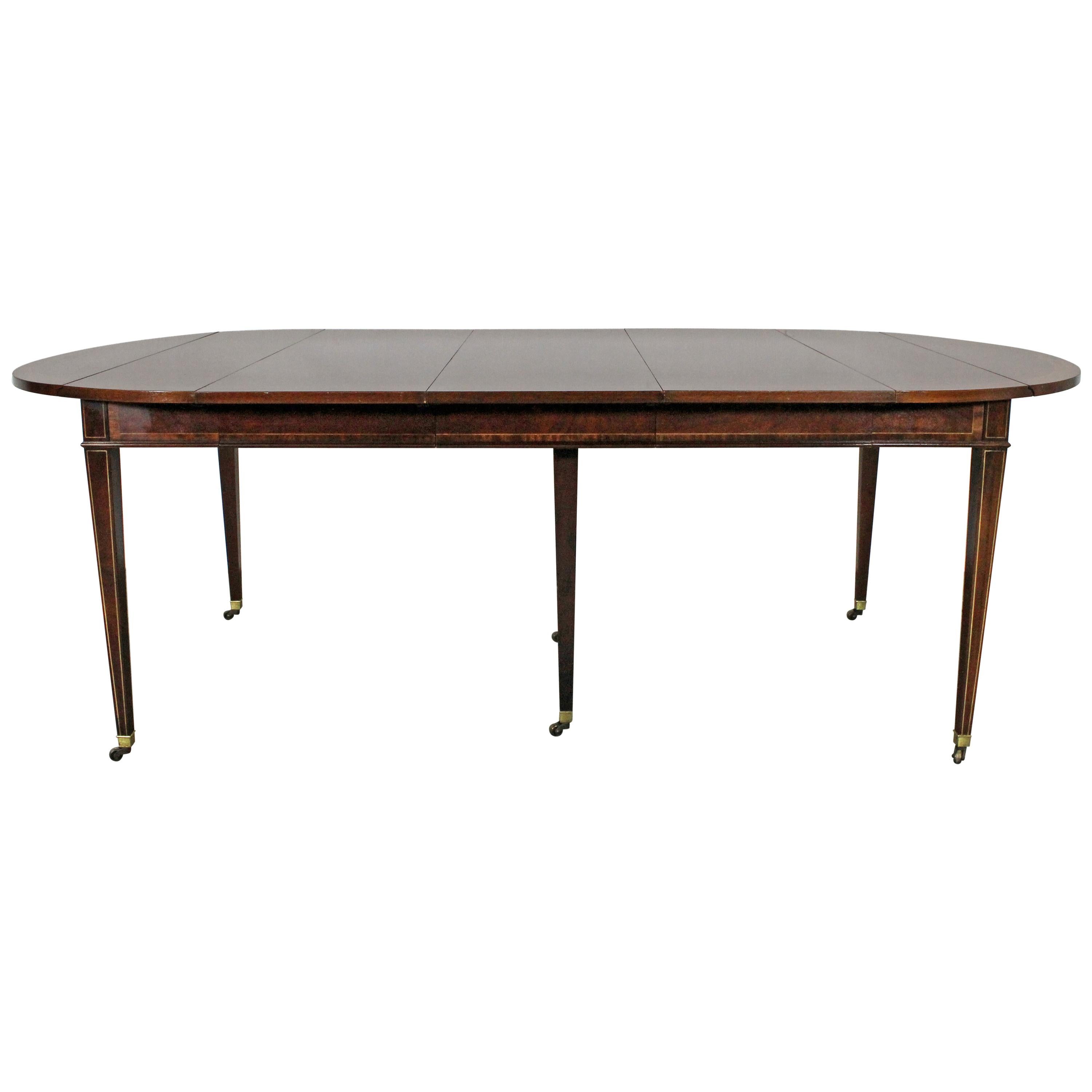 Baker Federal Style Banded Mahogany Expansion Dining Table