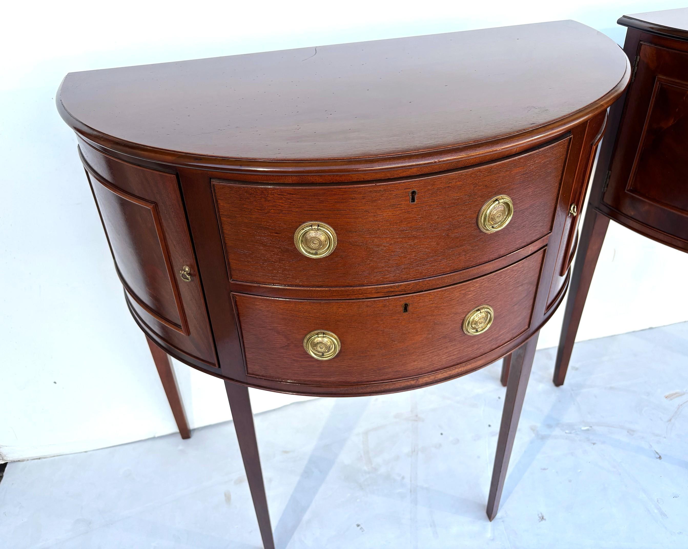 American Baker Federal Style Demi-lune Cabinet  Set of 2 For Sale