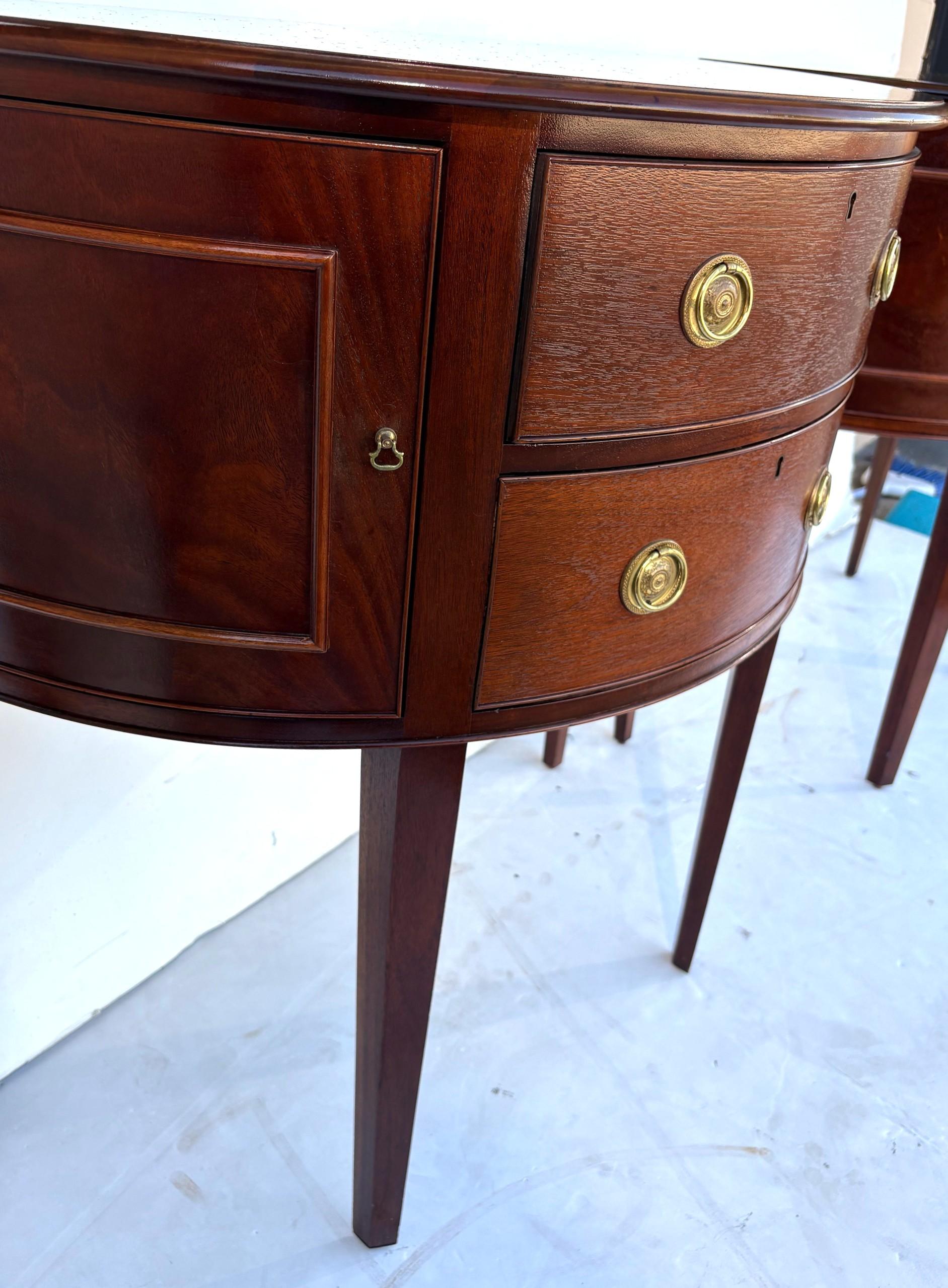 Late 20th Century Baker Federal Style Demi-lune Cabinet  Set of 2 For Sale