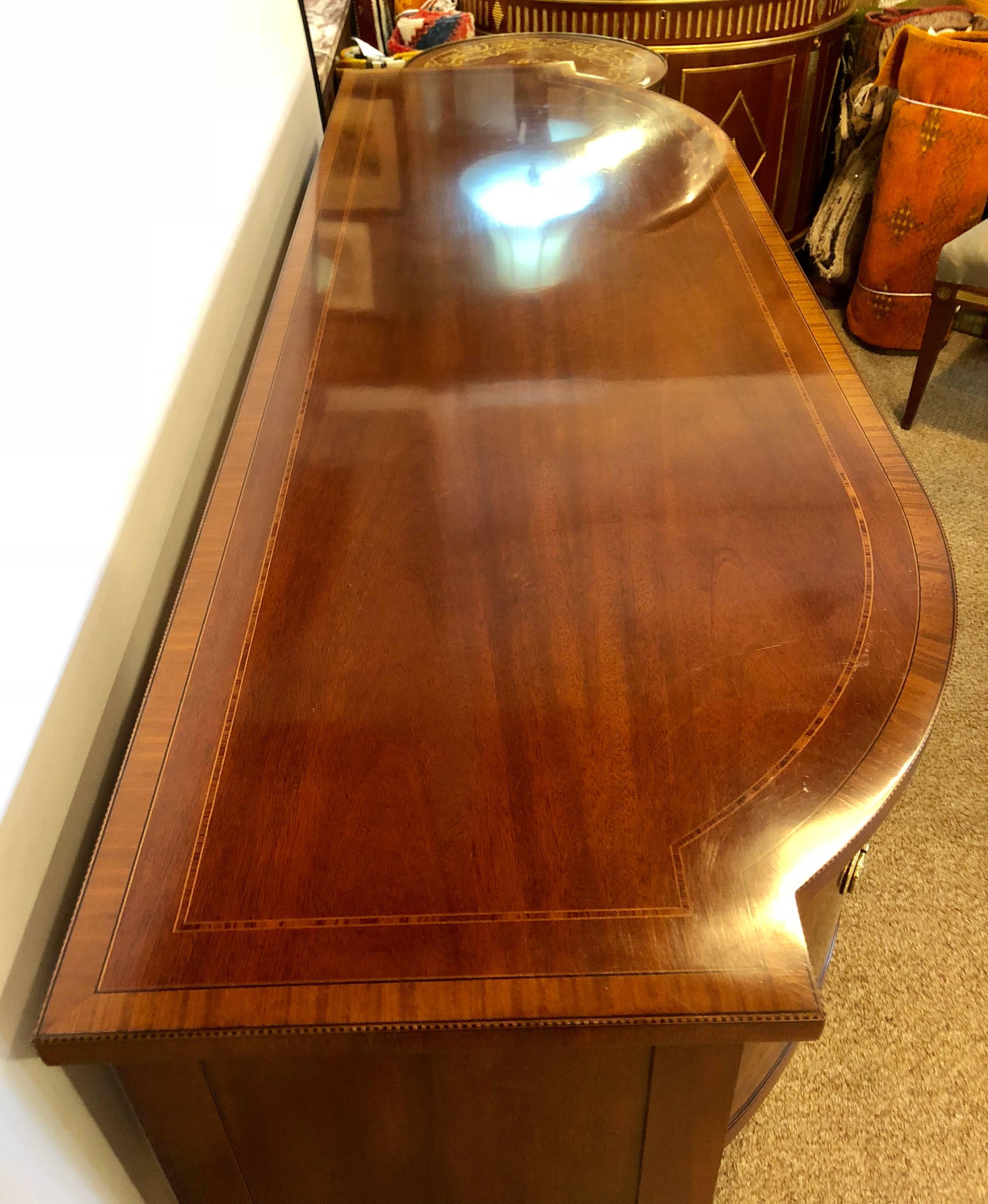 Baker Federal Style Fine Satinwood Fan Inlaid Sideboard In Good Condition In Stamford, CT