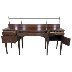 Vintage Sheraton Style Mahogany Baker Sideboard Server Buffet with Brass Gallery 