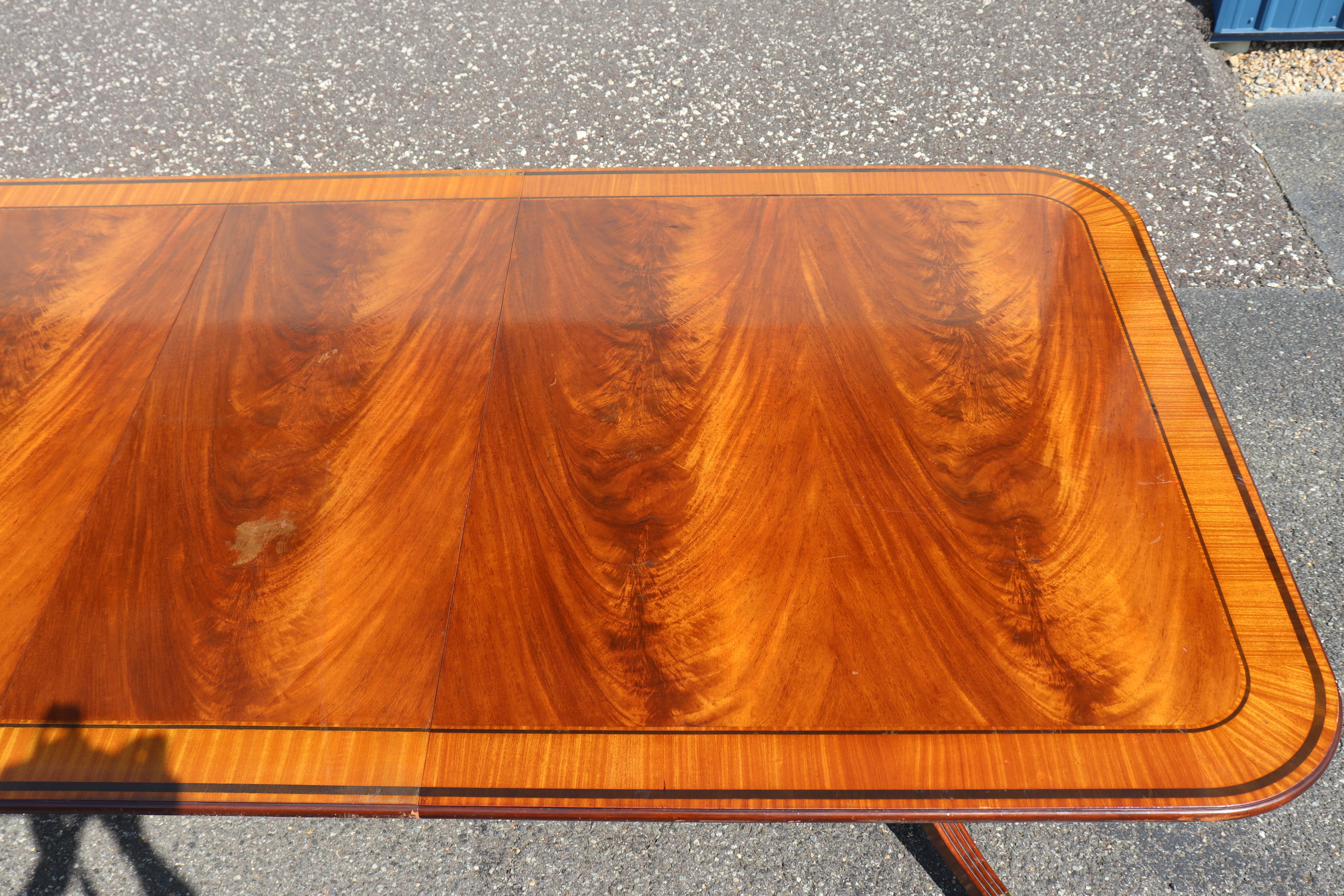 Late 20th Century Baker Flame Mahogany Stately Homes England and Scotland Collection Dining Table For Sale
