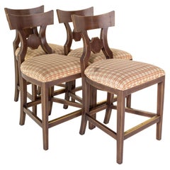 Baker for Milling Road Walnut and Brass Accented Dining Chairs, Set of 4