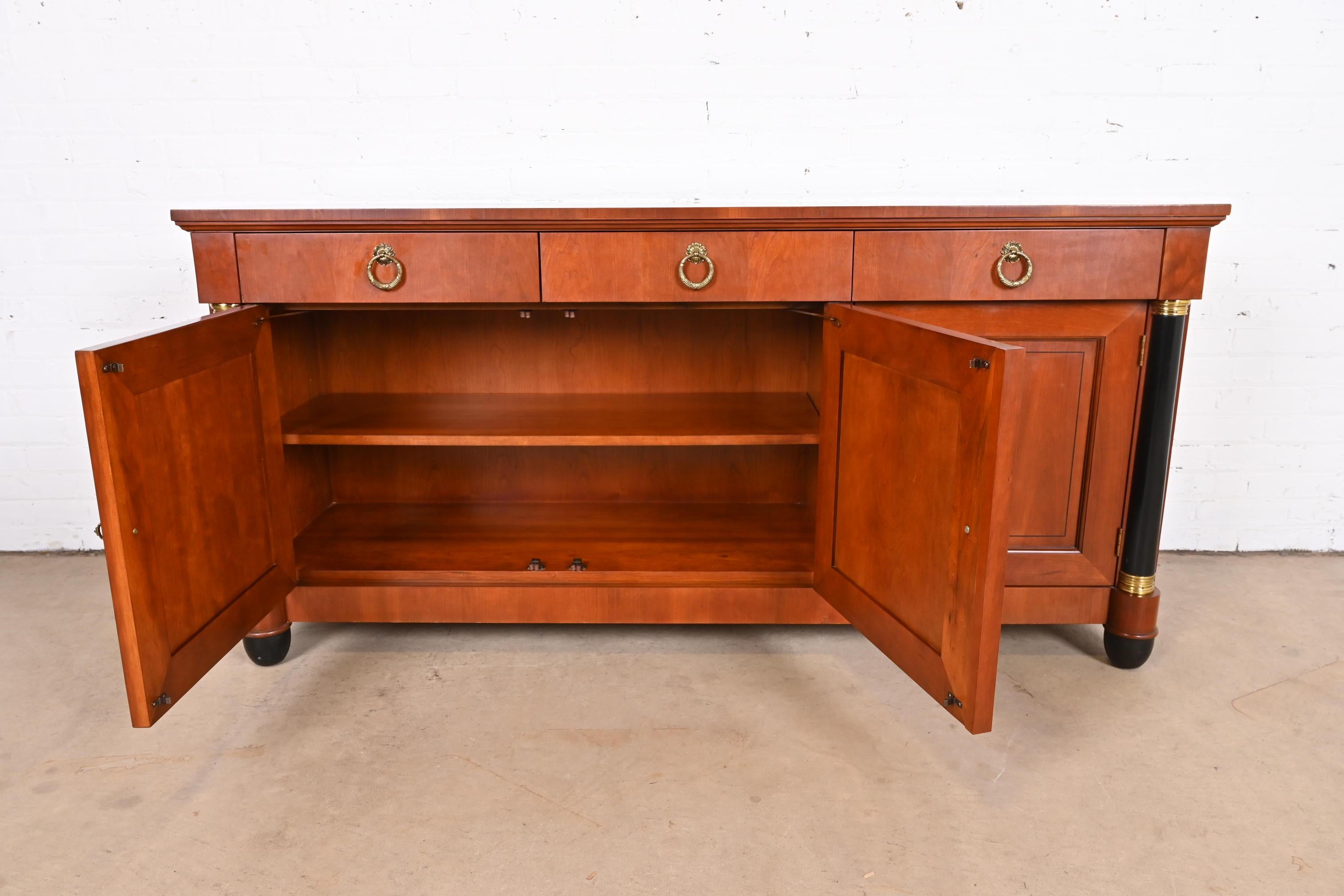 Baker French Empire Cherry Wood and Parcel Ebonized Sideboard or Bar Cabinet 7