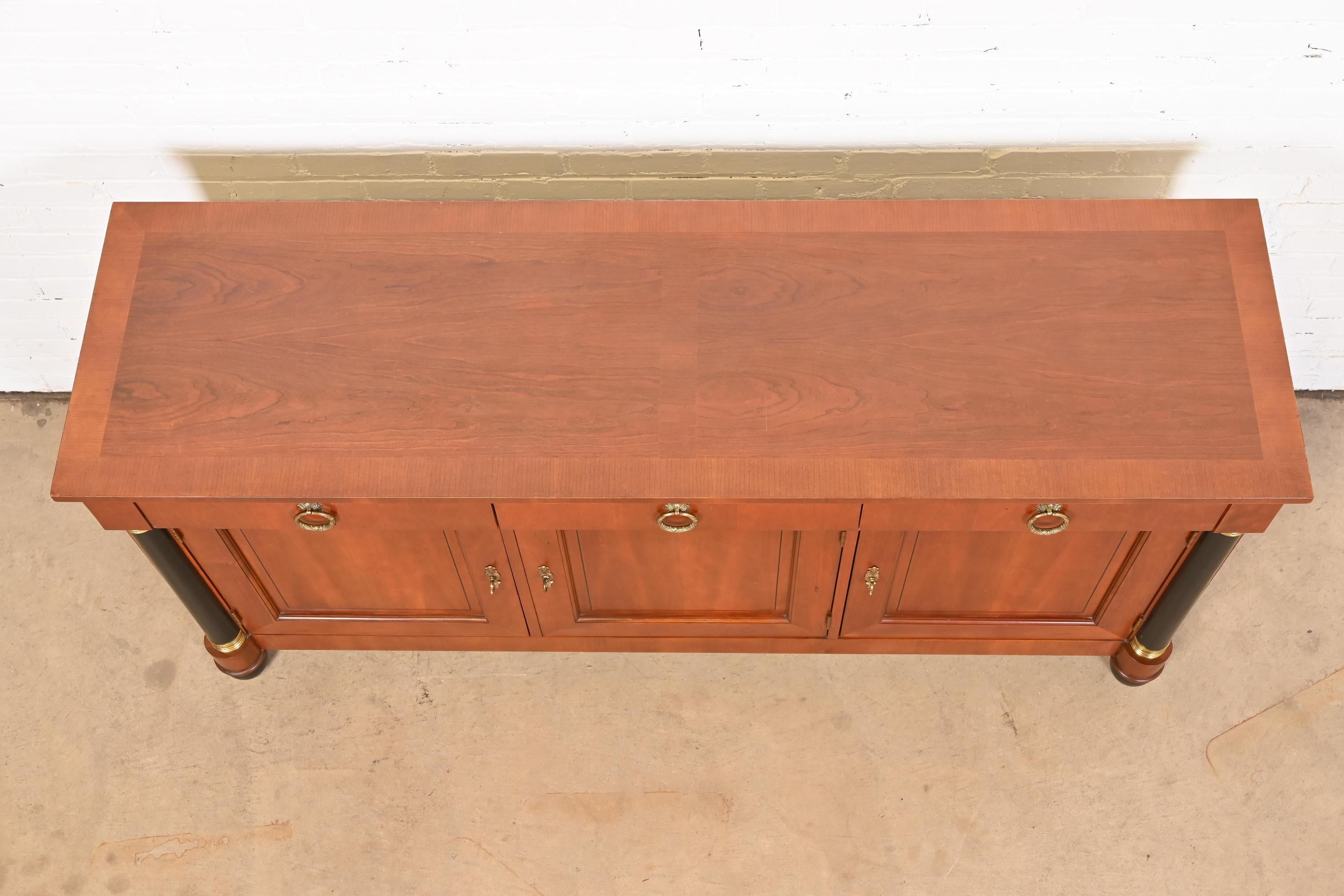 Baker French Empire Cherry Wood and Parcel Ebonized Sideboard or Bar Cabinet 9