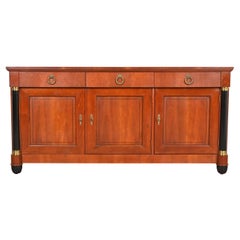 Baker French Empire Cherry Wood and Parcel Ebonized Sideboard or Bar Cabinet