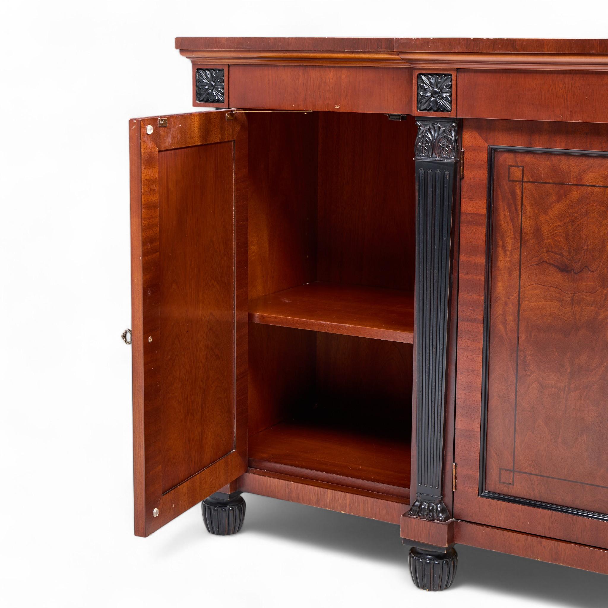 Baker French Empire Neoclassical Mahogany Sideboard Buffet Server Bar Credenza For Sale 1