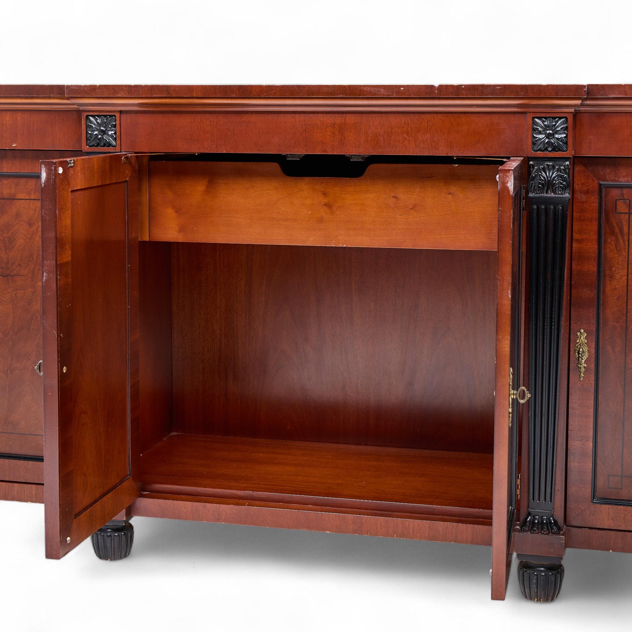 Baker French Empire Neoclassical Mahogany Sideboard Buffet Server Bar Credenza For Sale 2