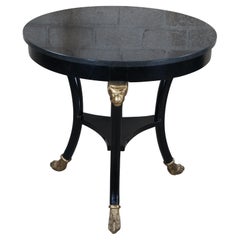 Baker French Empire Regency Round Ebonized Granite Top Gueridon Center Table 28"