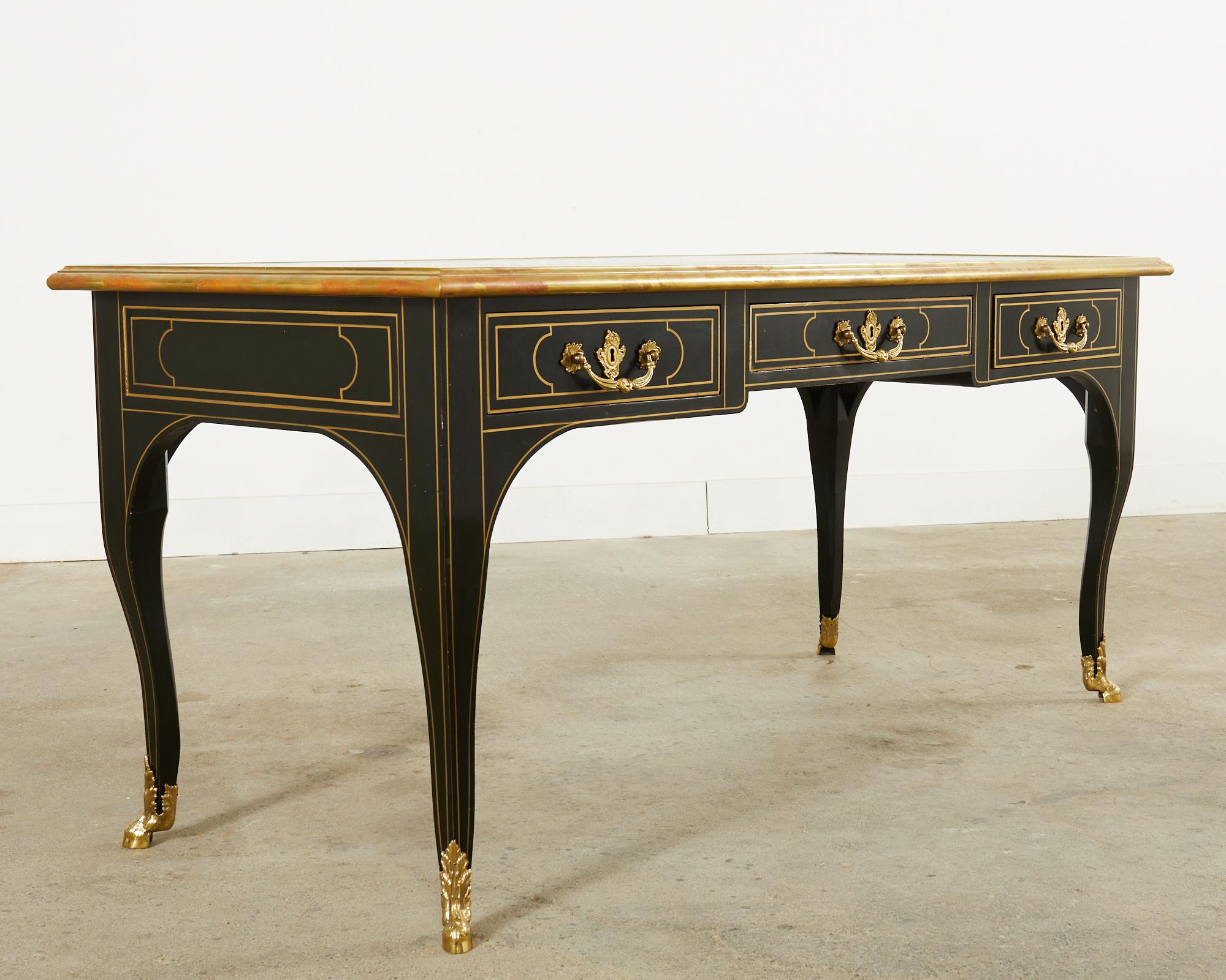 20th Century Baker French Louis XV Style Lacquered Writing Table Desk For Sale