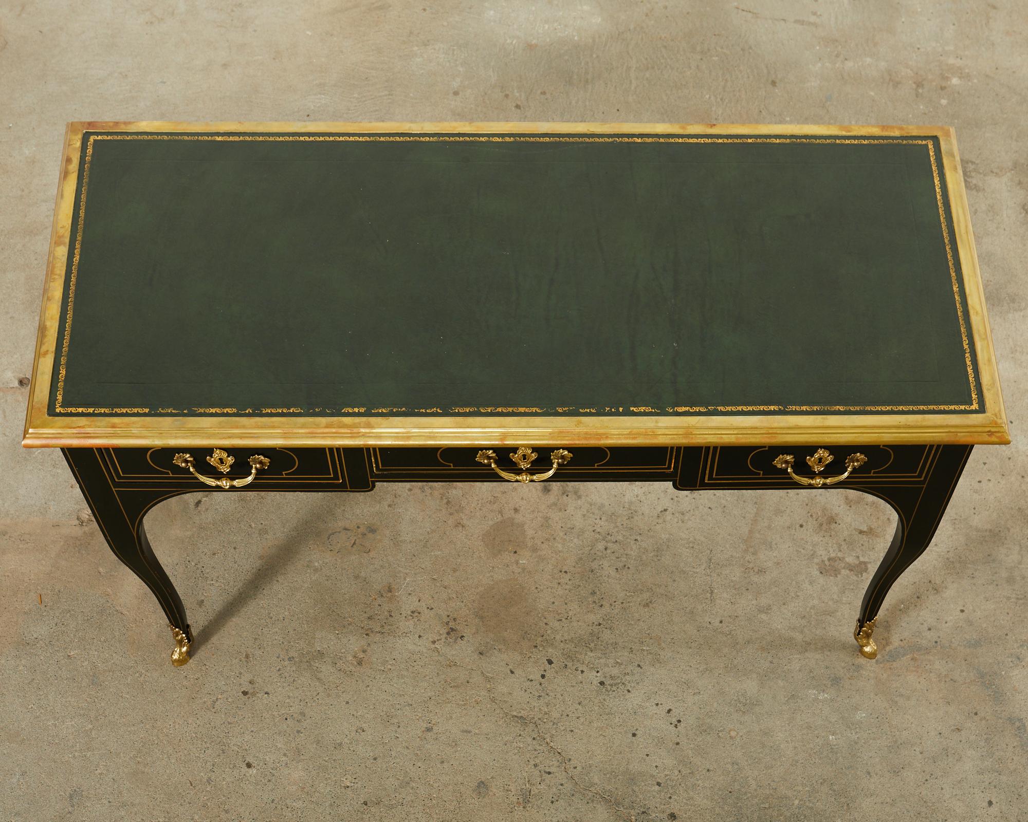 Bronze Baker French Louis XV Style Lacquered Writing Table Desk For Sale
