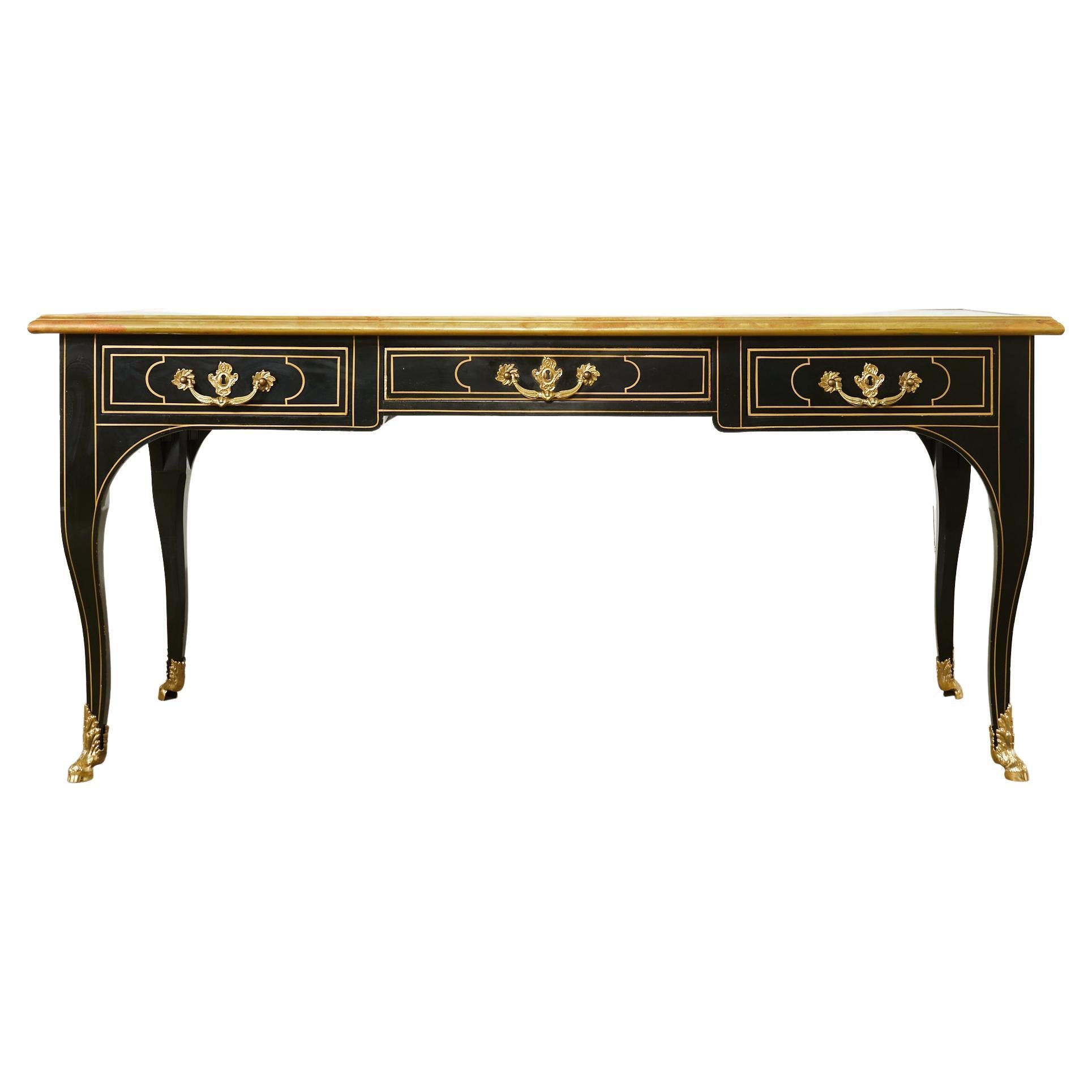 Baker French Louis XV Style Lacquered Writing Table Desk For Sale