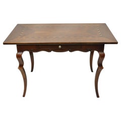 Baker French Provincial Cherry Marquetry Inlay Console Table Desk