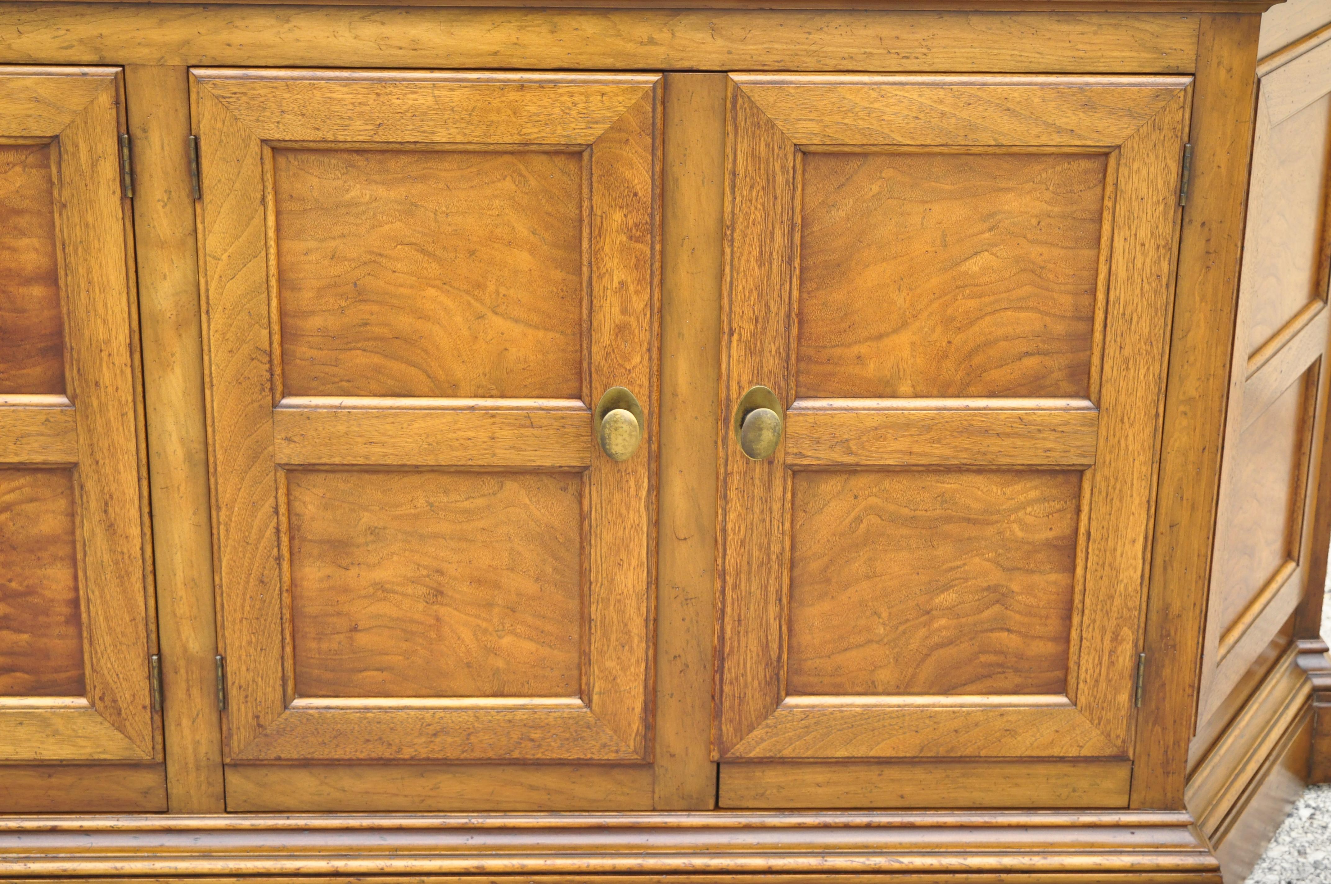 20th Century Baker French Provincial Country Style Walnut Credenza Cabinet Sideboard Buffet