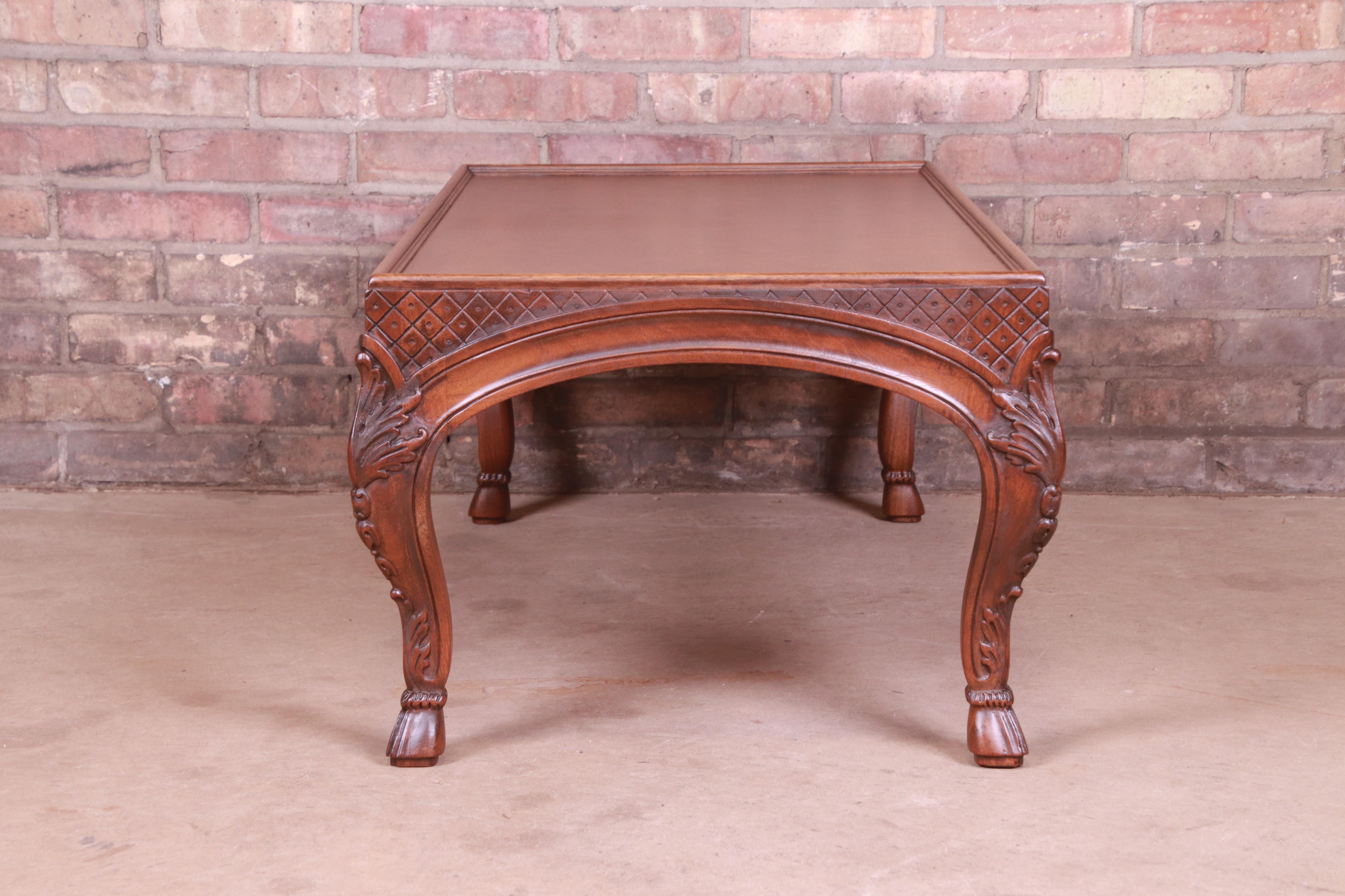 Baker French Provincial Louis XV Burled Walnut Coffee Table, Newly Refinished For Sale 4