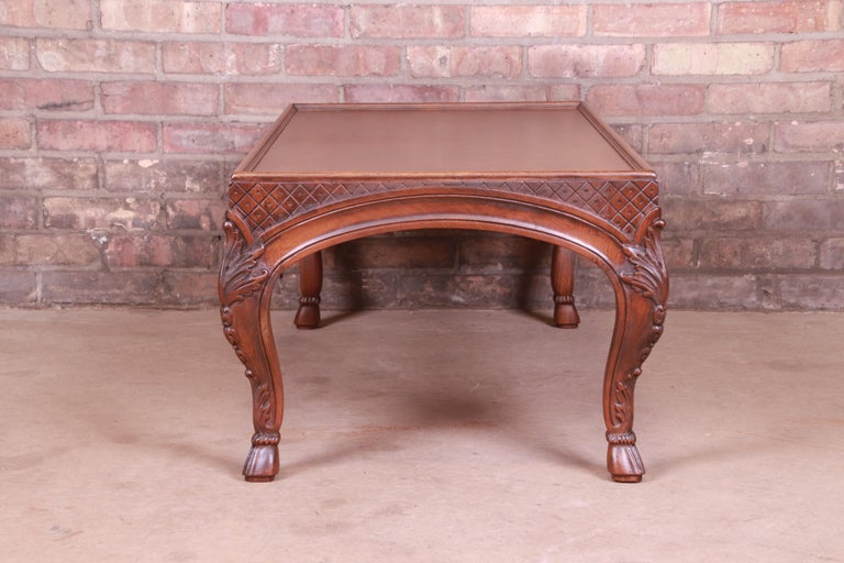 Baker French Provincial Louis XV Burled Walnut Coffee Table, Newly Refinished For Sale 5