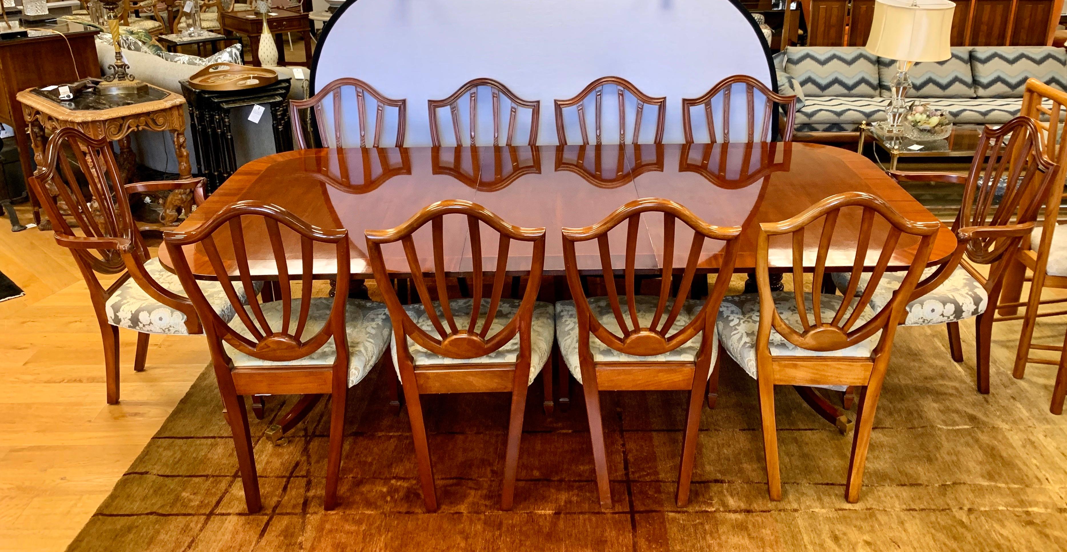 Brass Baker Furniture 11-Piece Dining Room Set Table & Ten Chairs Historic Charleston