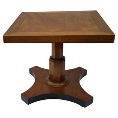 Baker Furniture Neoclassical Side Table Highly Figured Book matched Walnut