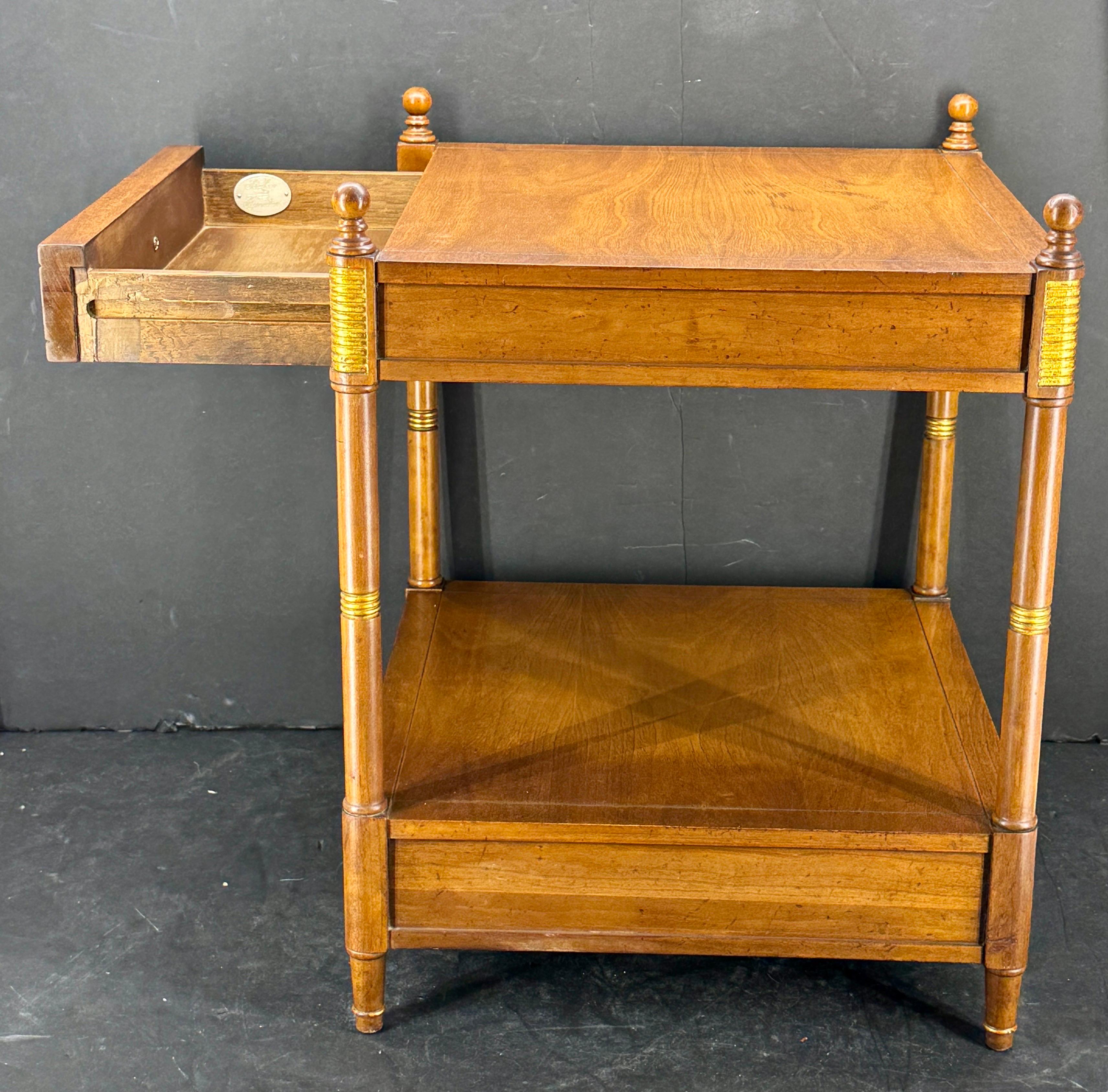 Baker Furniture 2-Tiered Side End Table with One Drawer For Sale 8