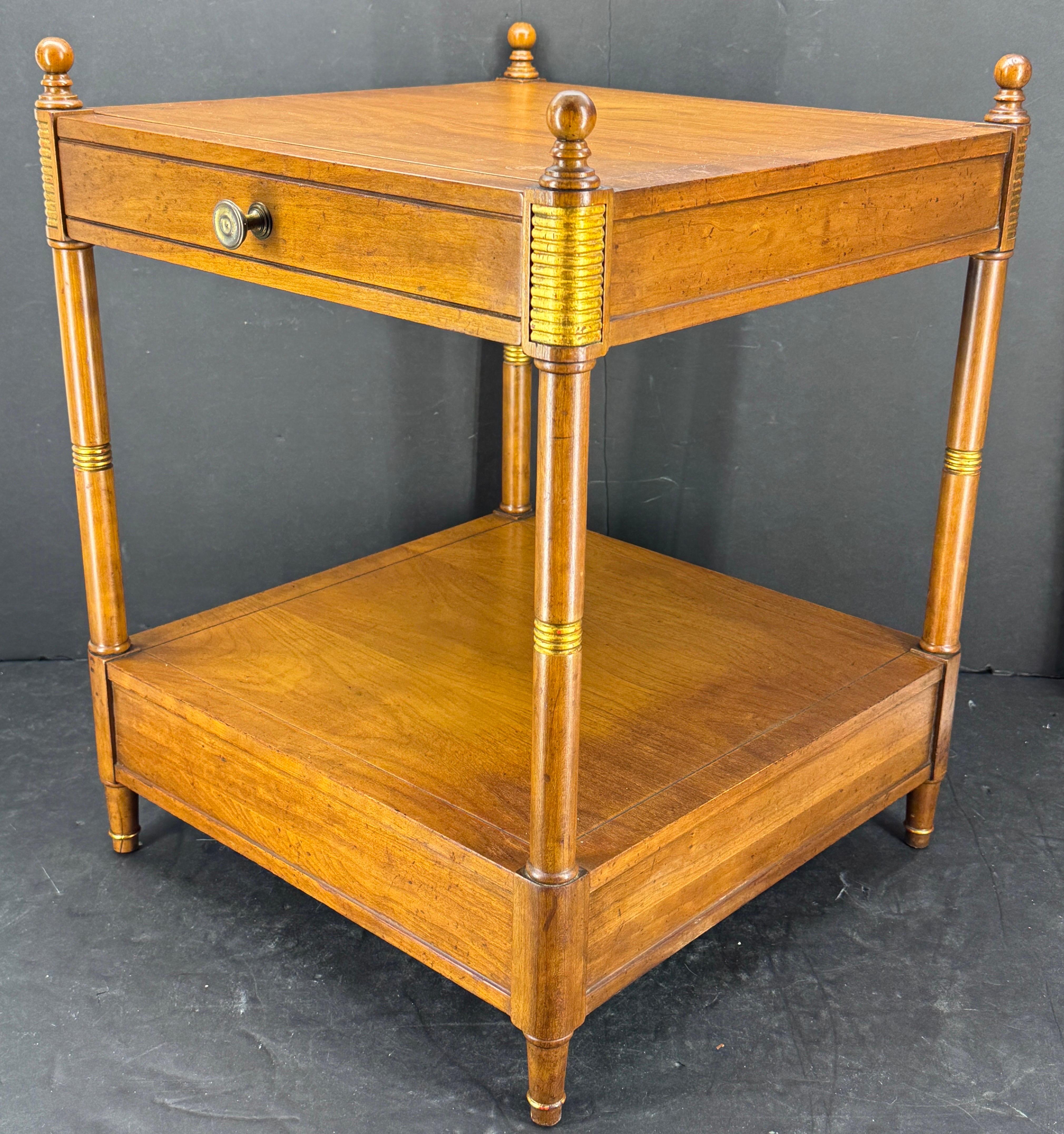 20th Century Baker Furniture 2-Tiered Side End Table with One Drawer For Sale
