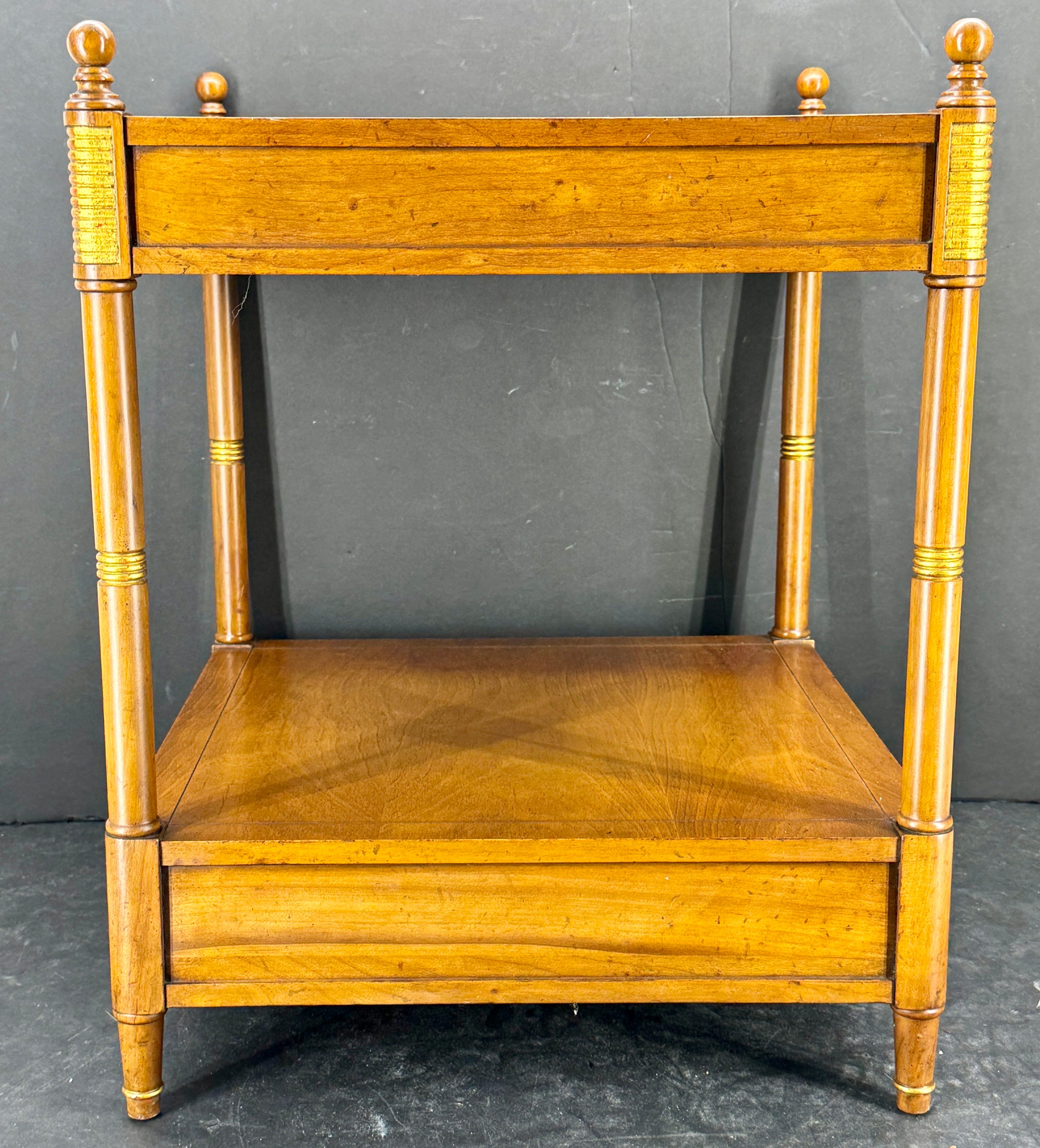 Bronze Baker Furniture 2-Tiered Side End Table with One Drawer For Sale