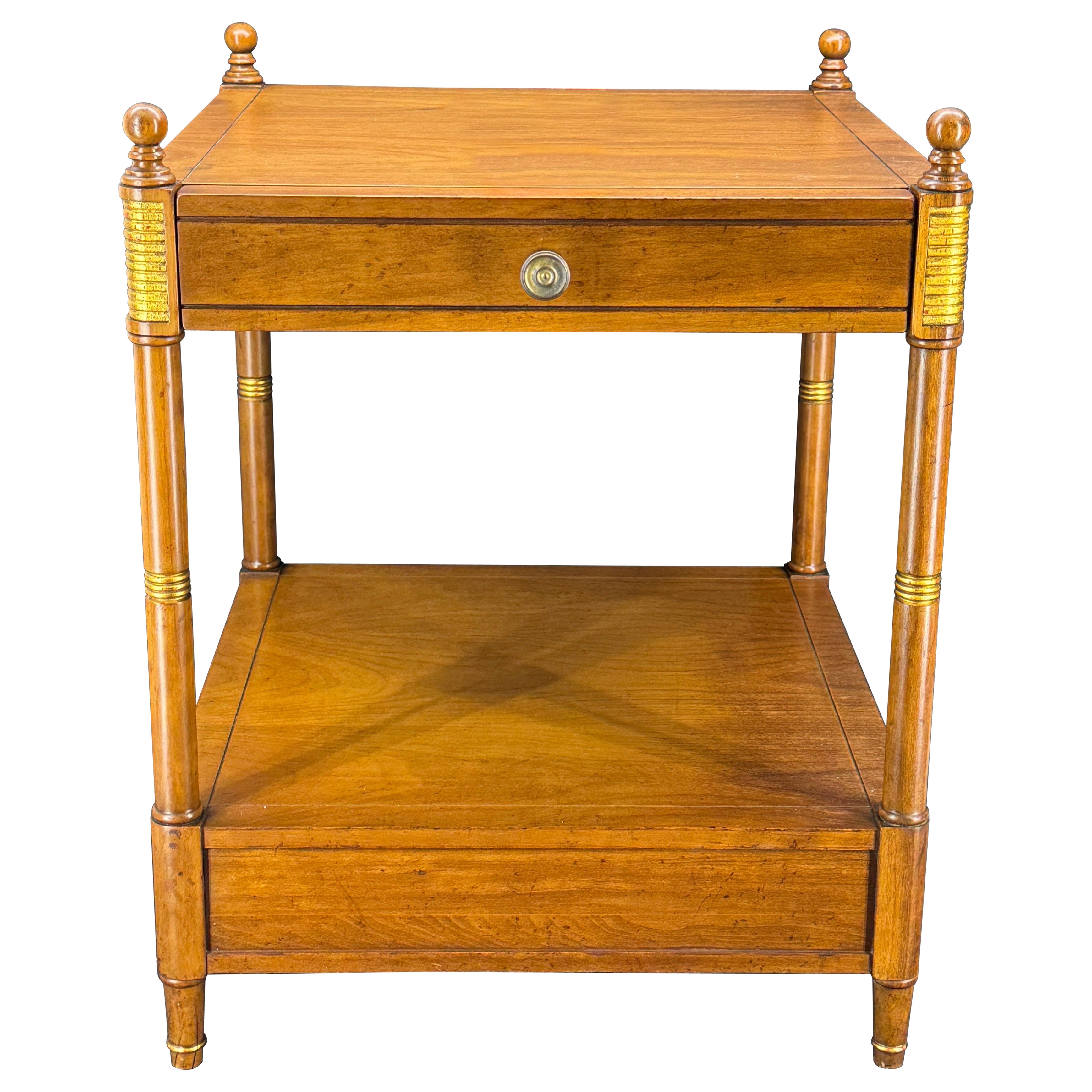 Baker Furniture 2-Tiered Side End Table with One Drawer