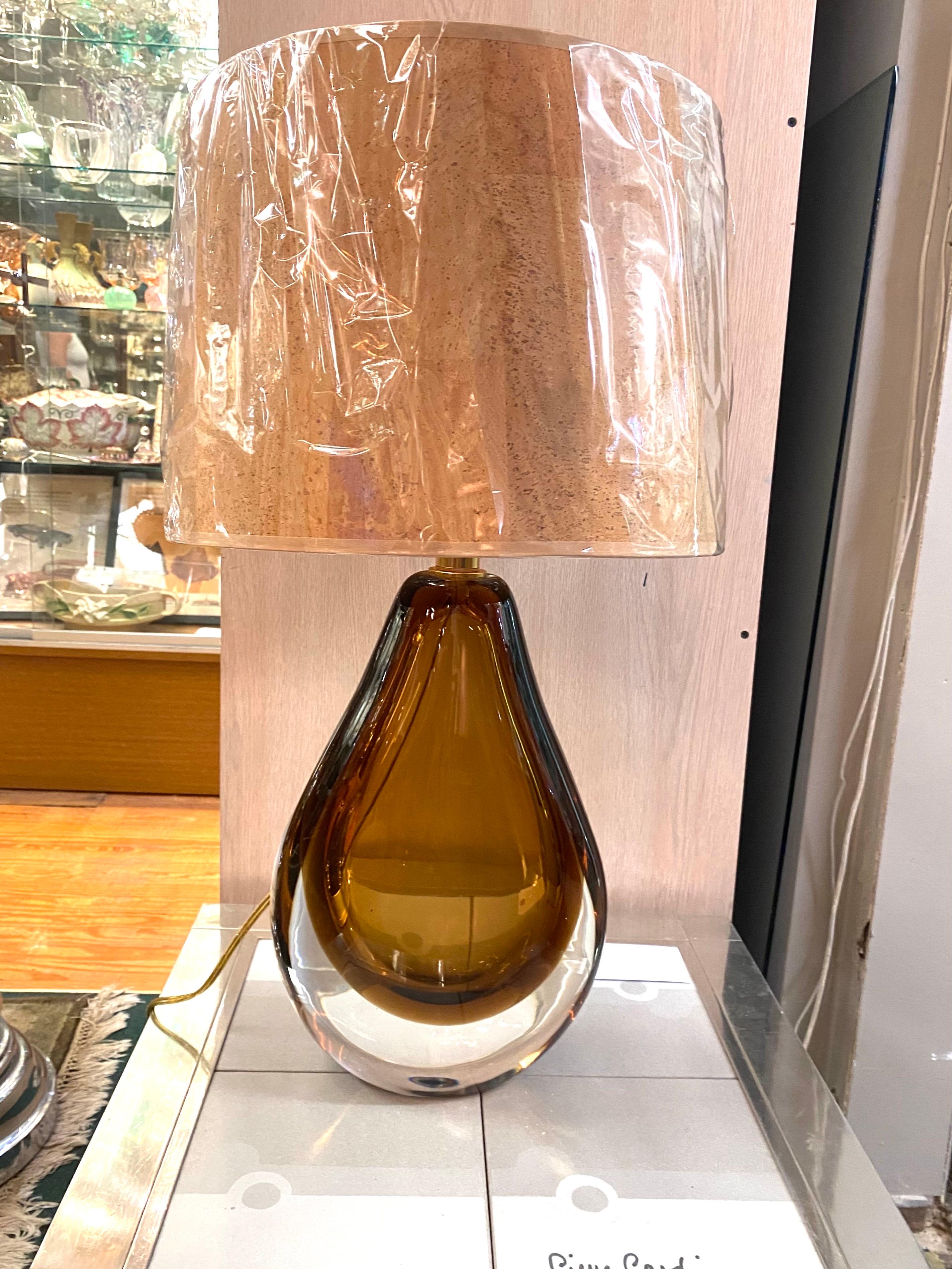 Baker Furniture Lámpara de Sobremesa de Cristal Sommerso Ámbar y Transparente en venta 6